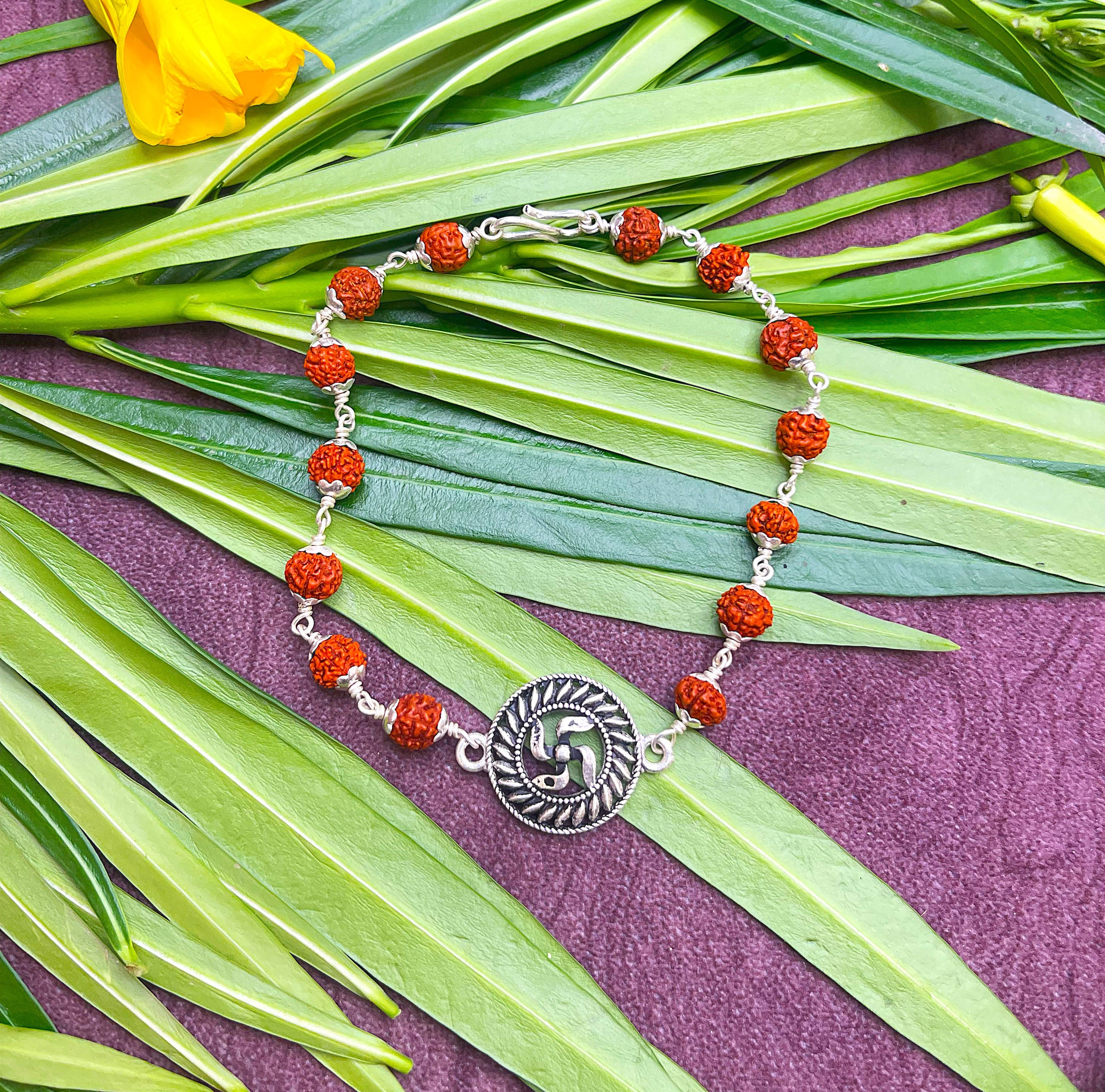 Rudraksha Spiritual Bracelet with Swastik Charm