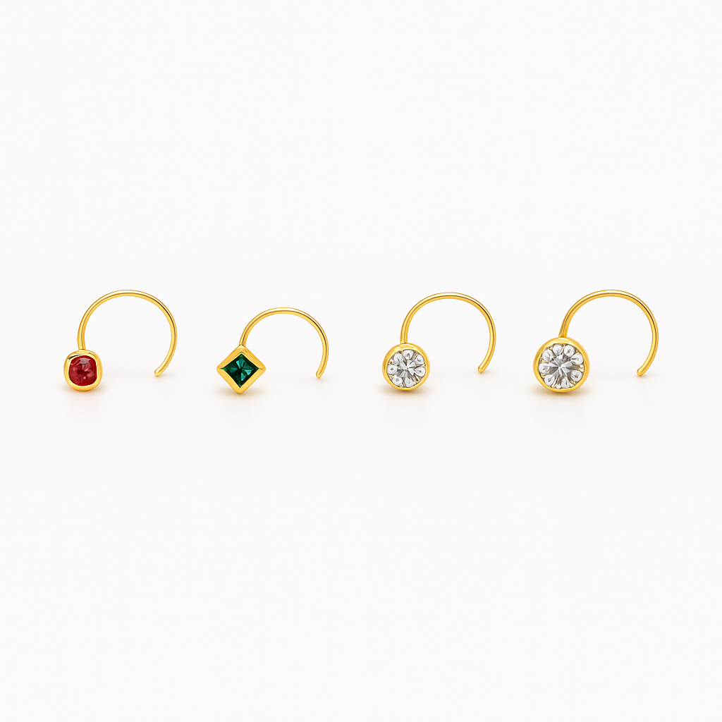18K Gold Nose Pin Combo