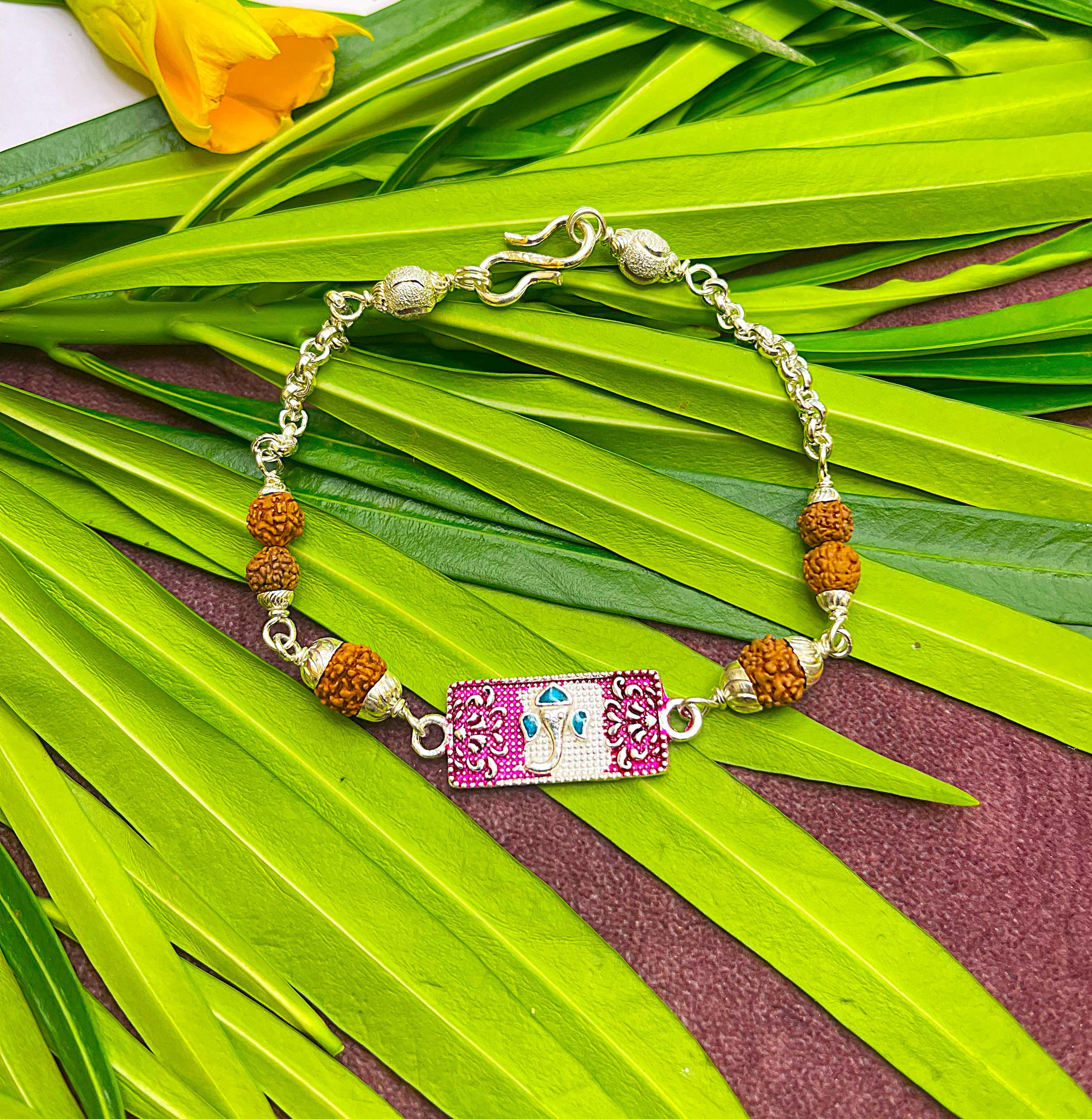 Rudraksha Bracelet with Colorful Ganesha Charm