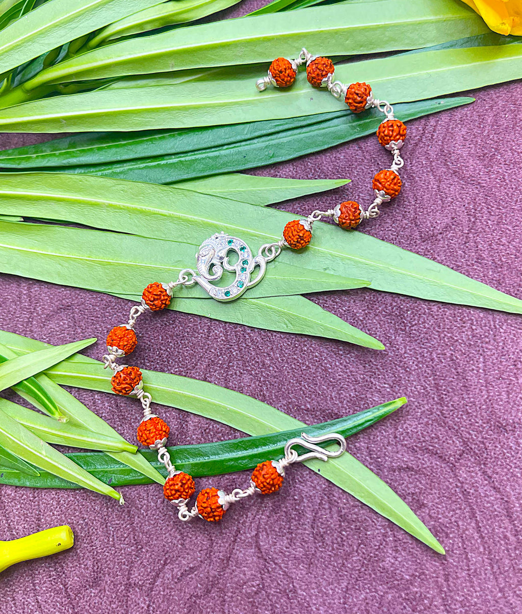 ✨ Rudraksha Silver Spiritual Bracelet