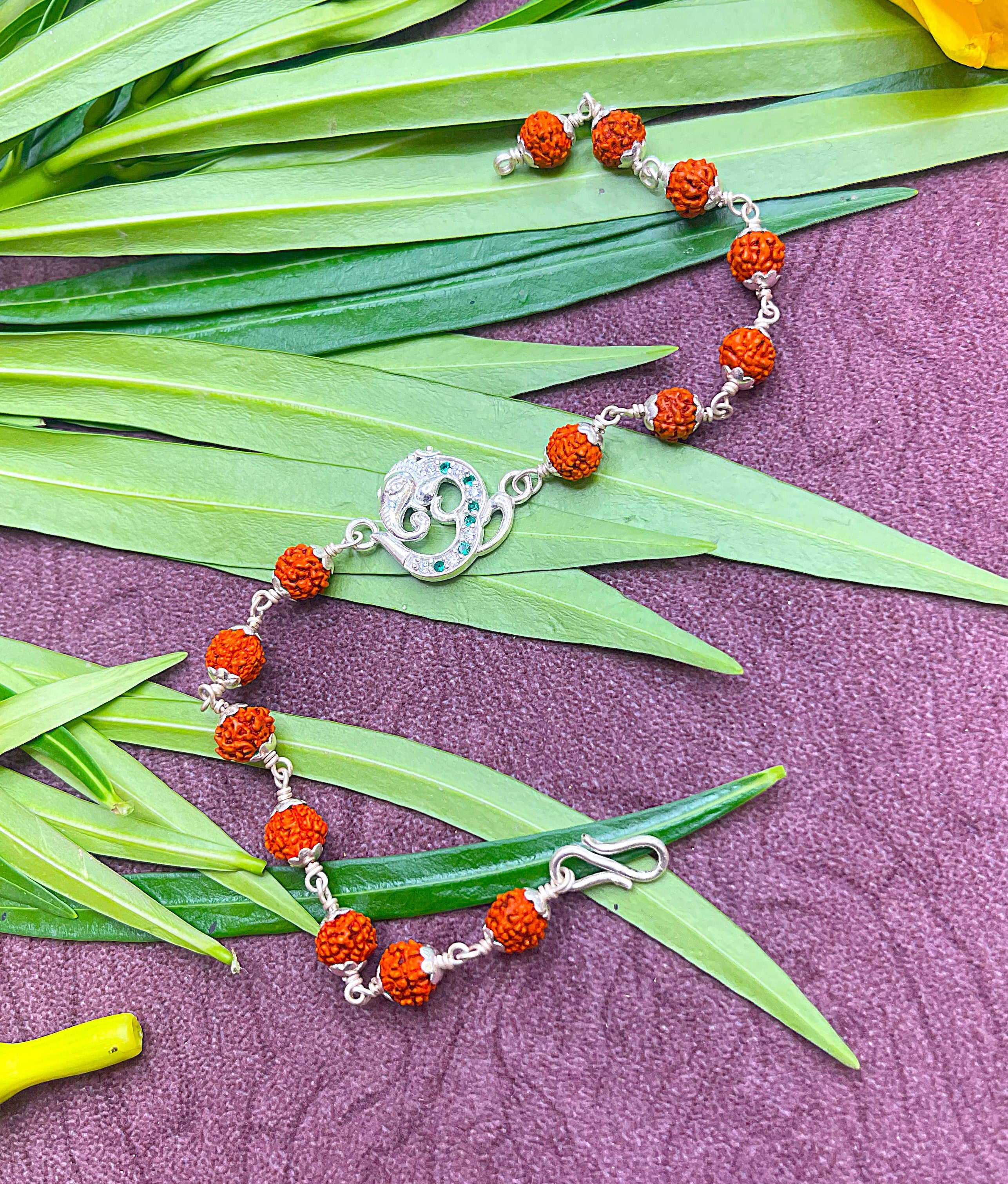 ✨ Rudraksha Silver Spiritual Bracelet