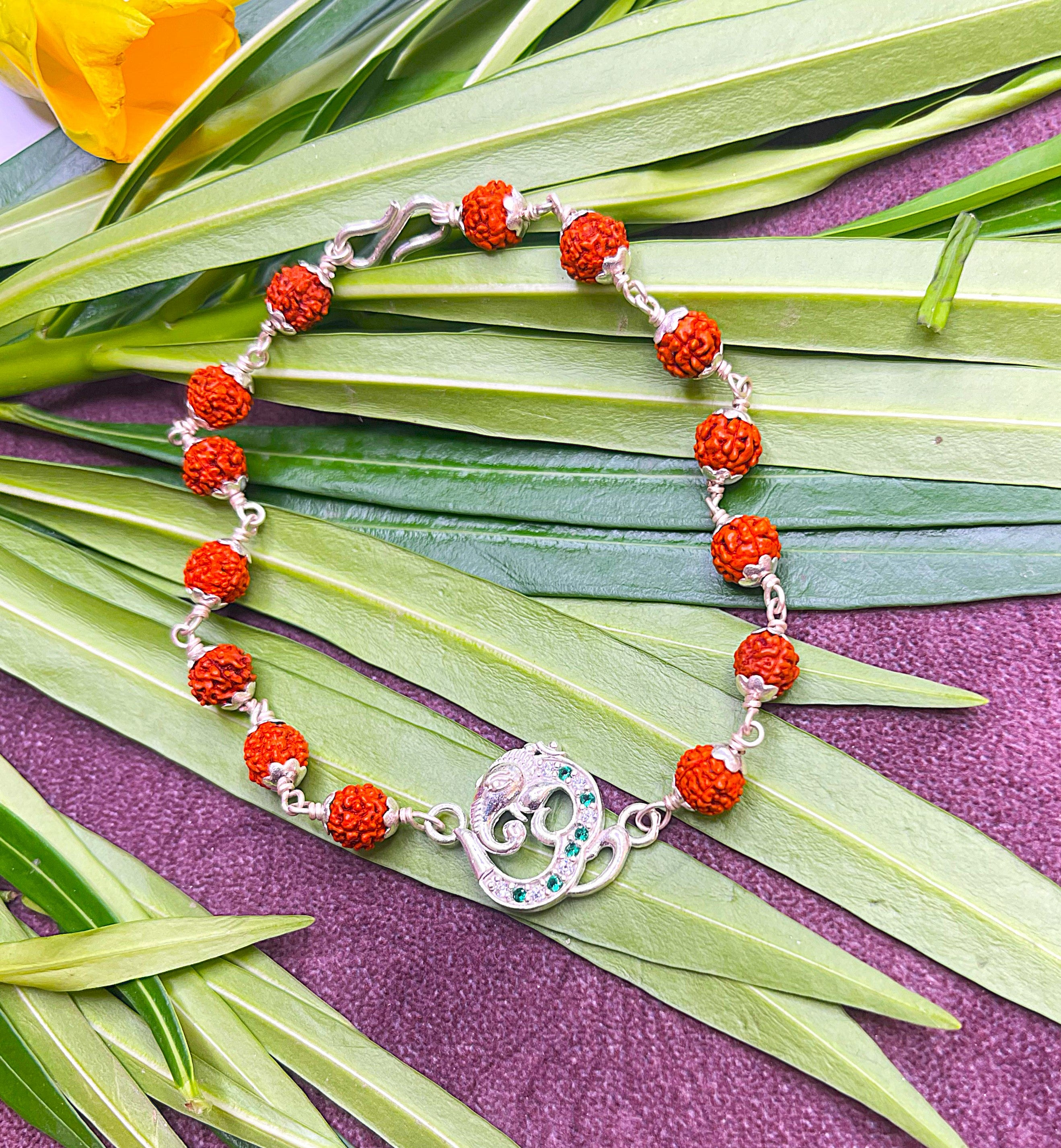 ✨ Rudraksha Silver Spiritual Bracelet
