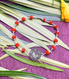 Rudraksha Bracelet with Om Engraved Silver Charm