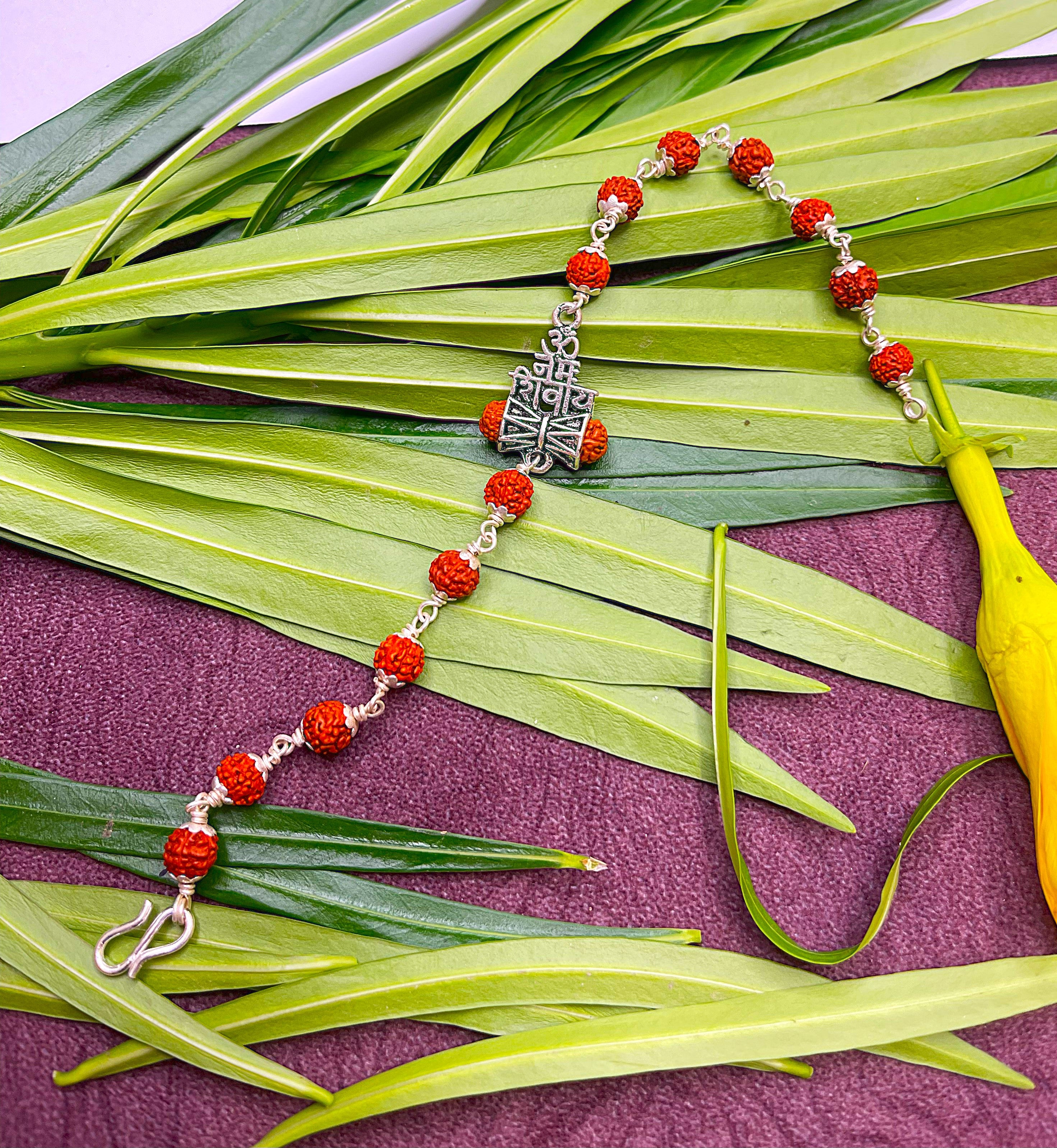 Rudraksha Bracelet with "ॐ नमः शिवाय" Pendant