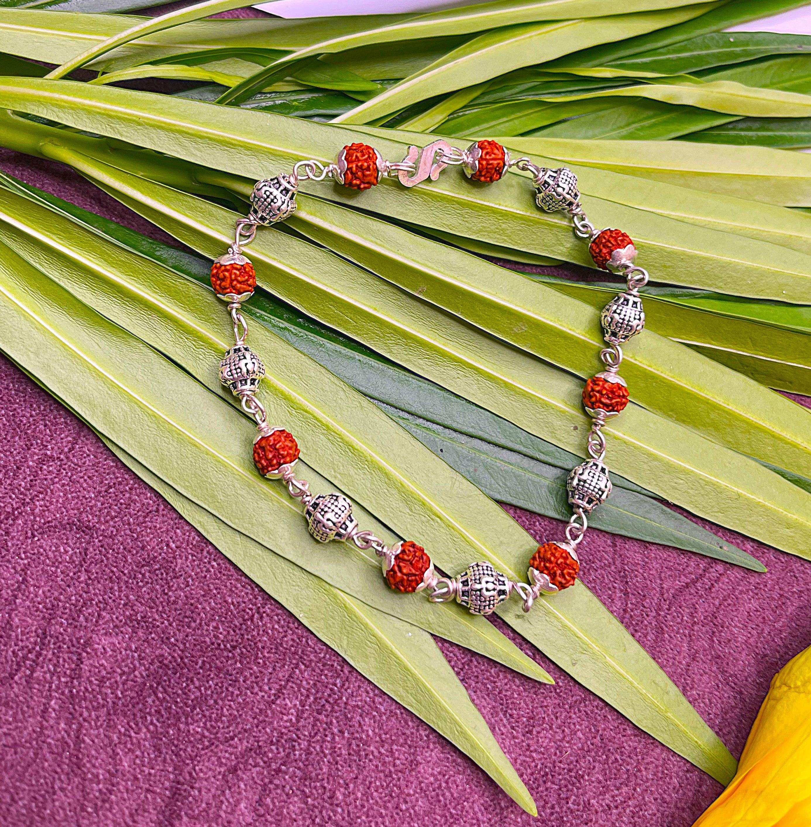 Rudraksha & Silver Beads Bracelet