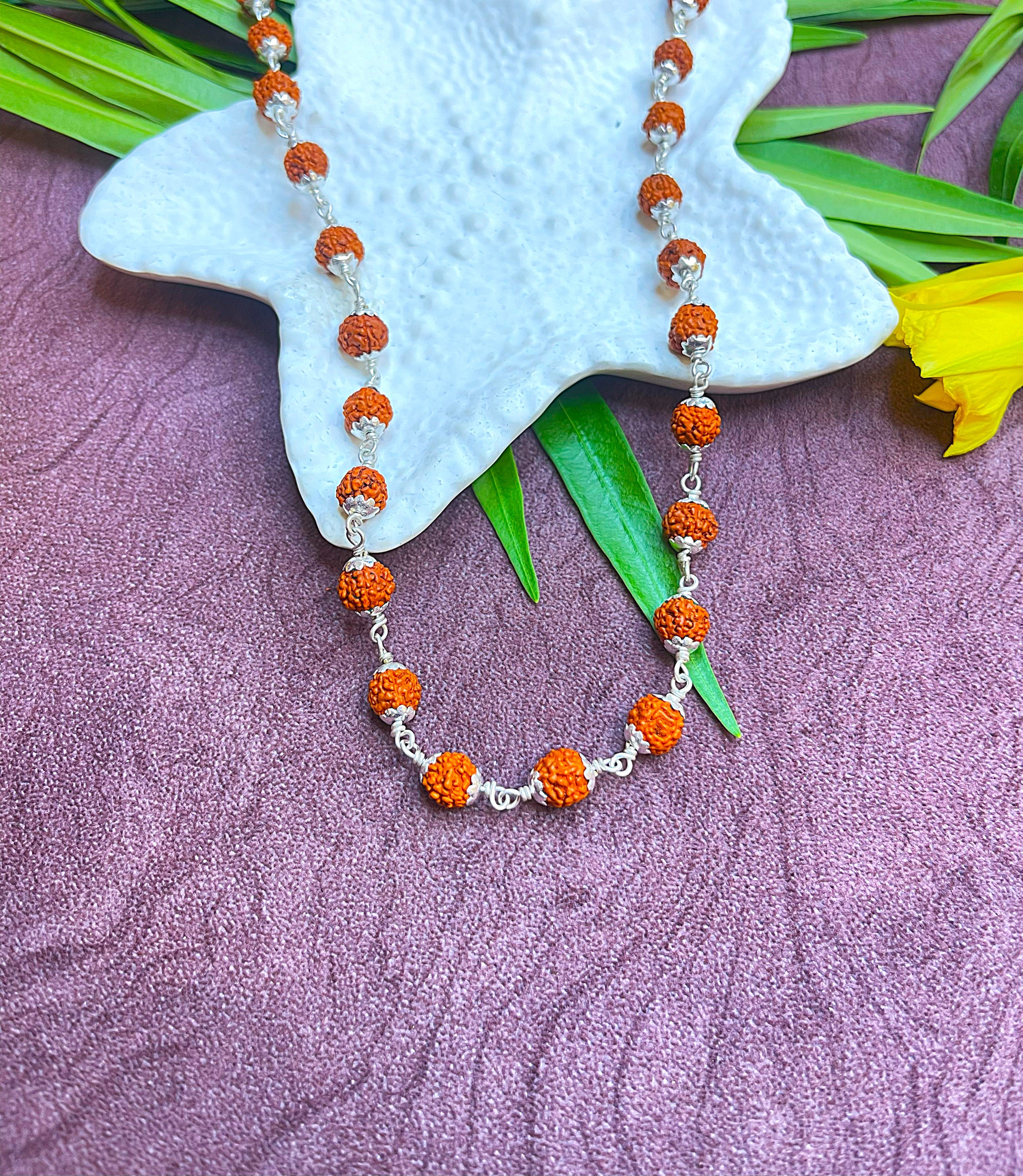 Pure Silver Rudraksha Mala