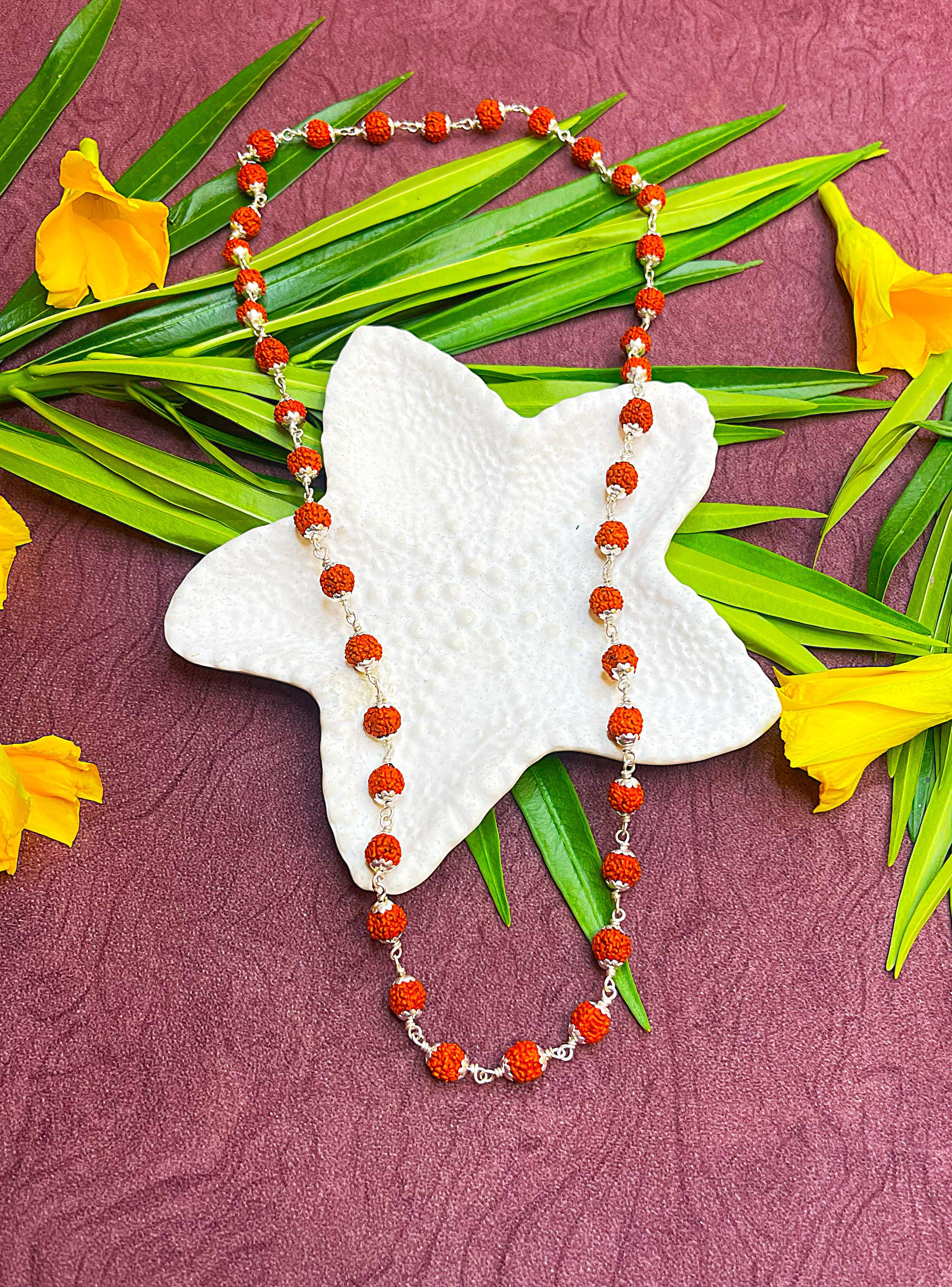 Pure Silver Rudraksha Mala