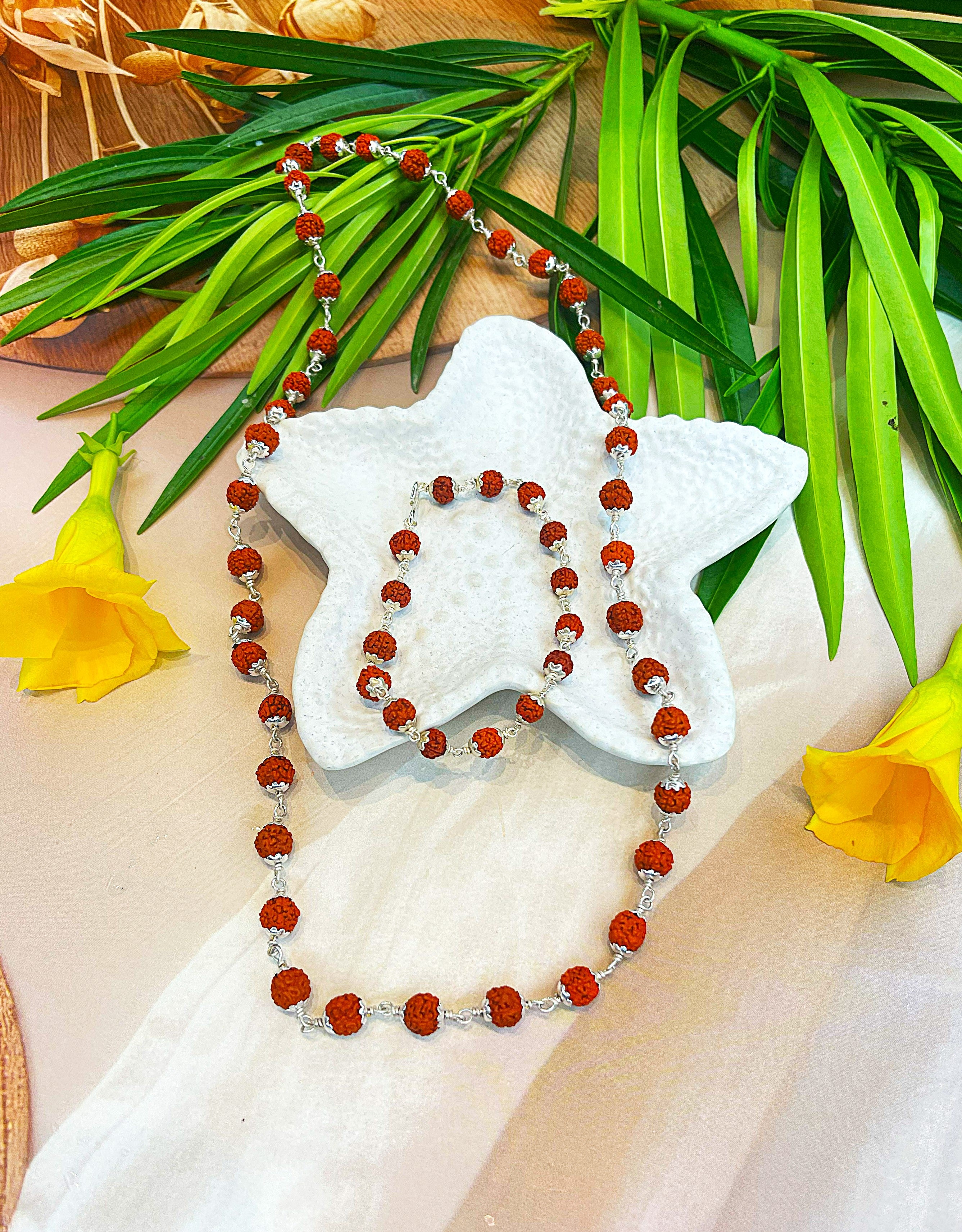 ✨ Rudraksha Mala with Bracelet Combo – Spiritual Healing Set ✨
