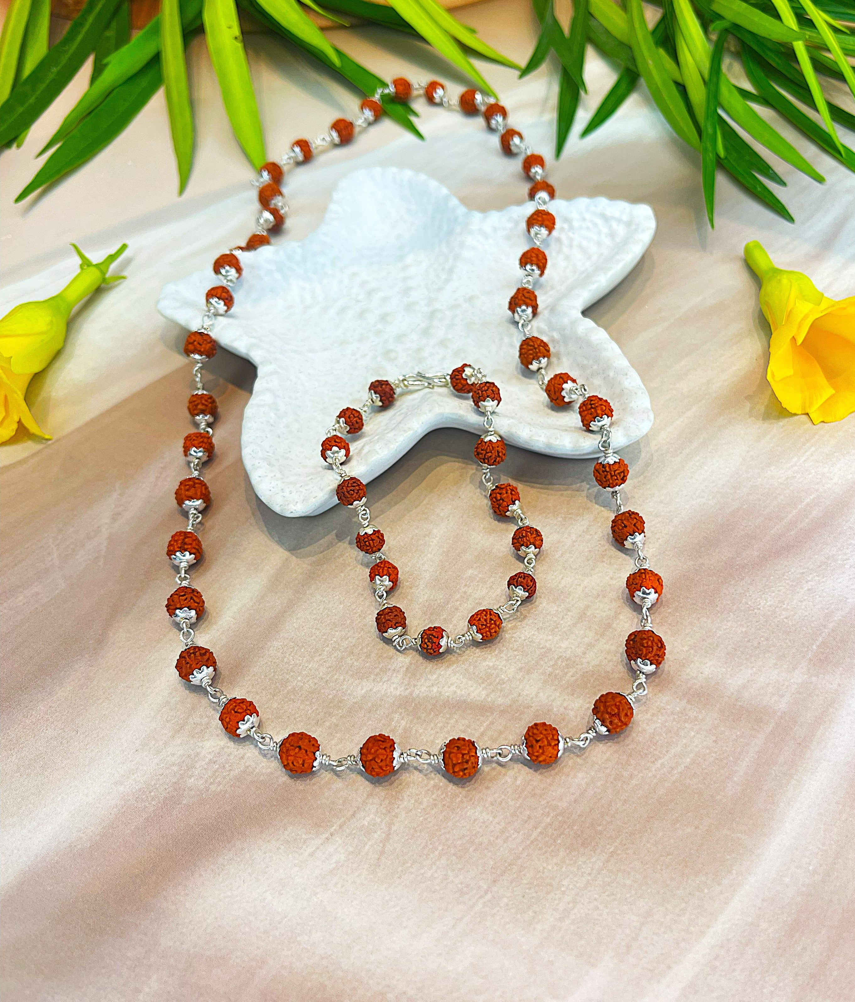 ✨ Rudraksha Mala with Bracelet Combo – Spiritual Healing Set ✨