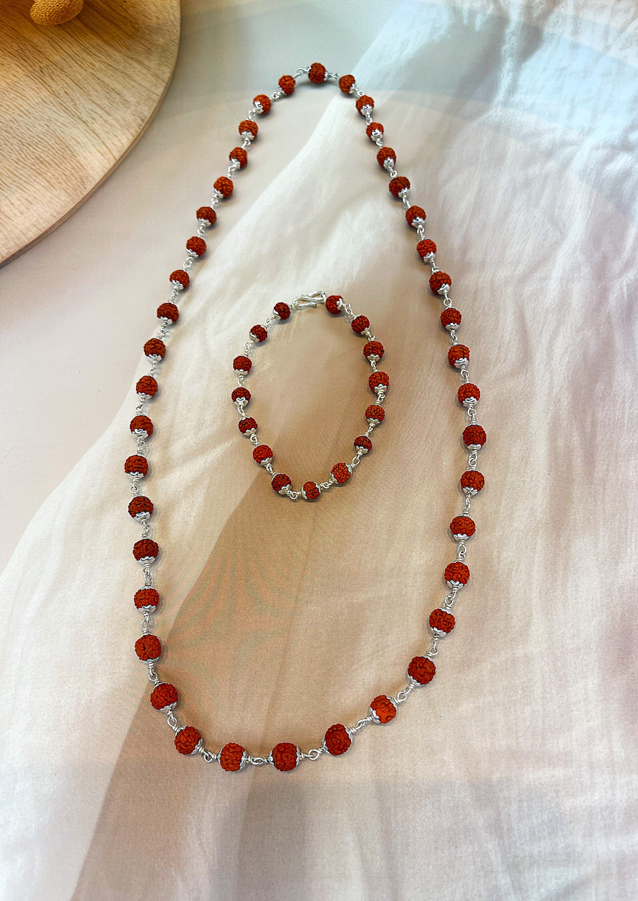 ✨ Rudraksha Mala with Bracelet Combo – Spiritual Healing Set ✨