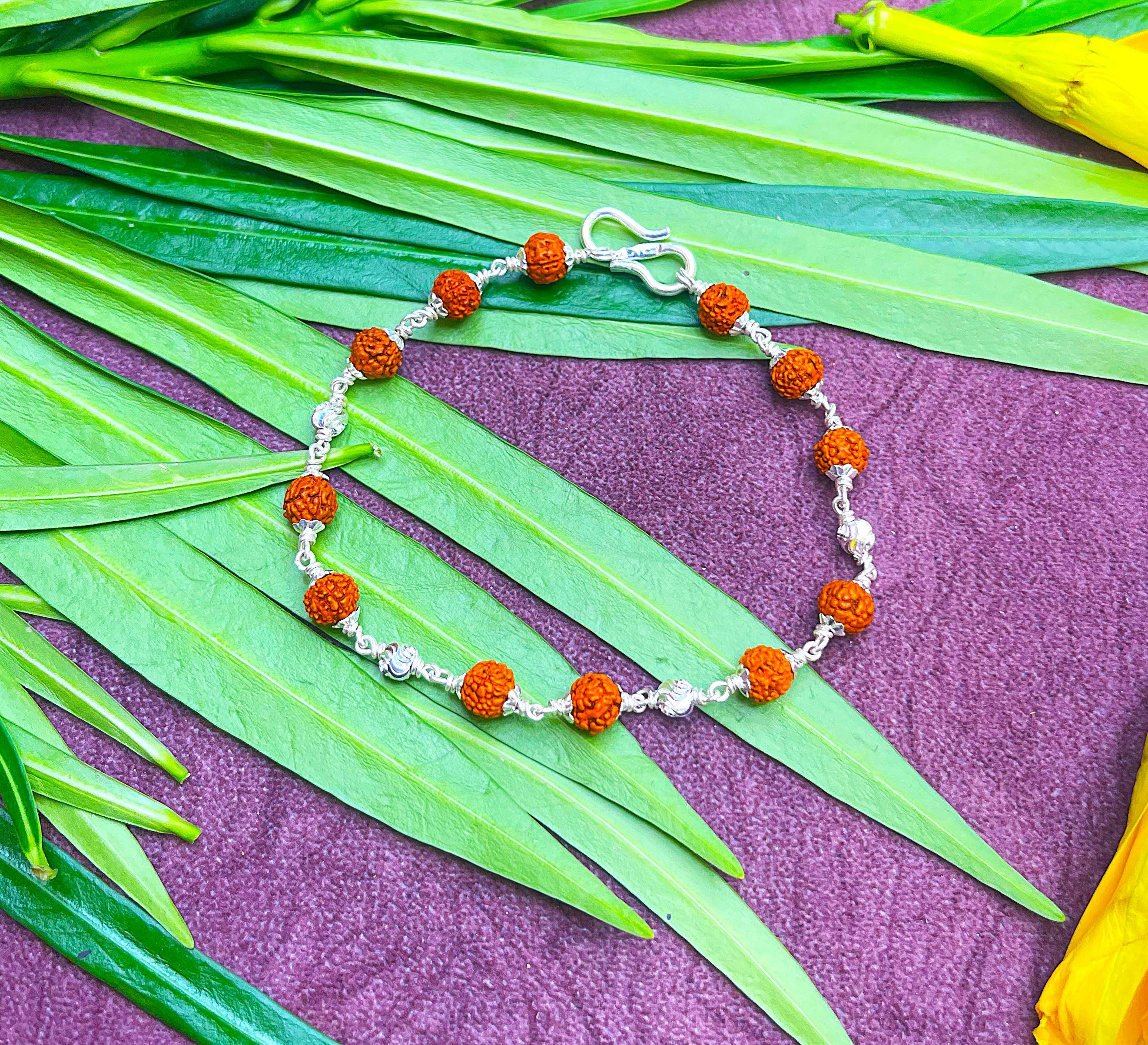 Elegant Rudraksha Bracelet with Silver Beads – Divine Balance