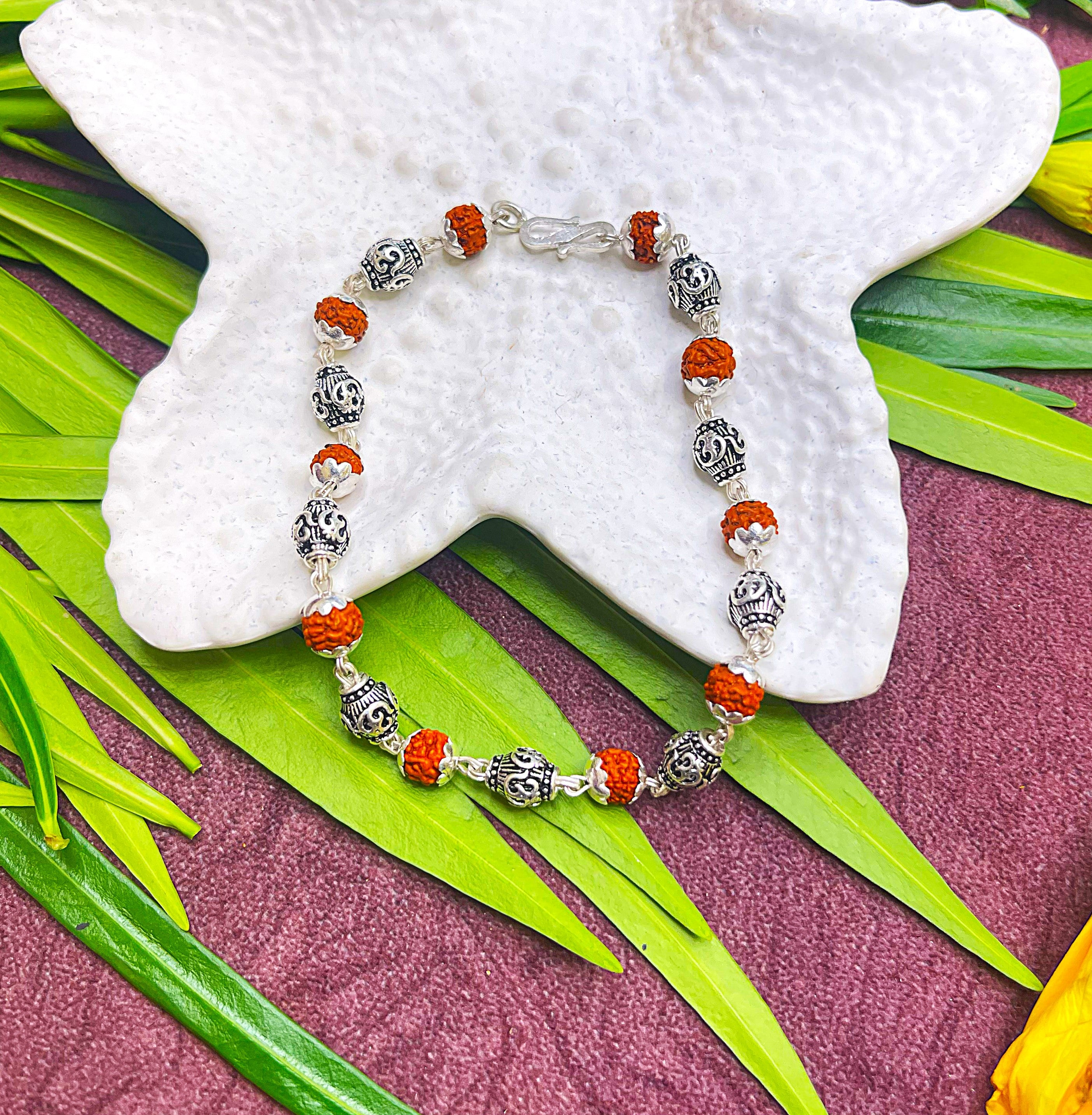 Royal Rudraksha Bracelet with Antique Silver Beads – Spiritual Luxury