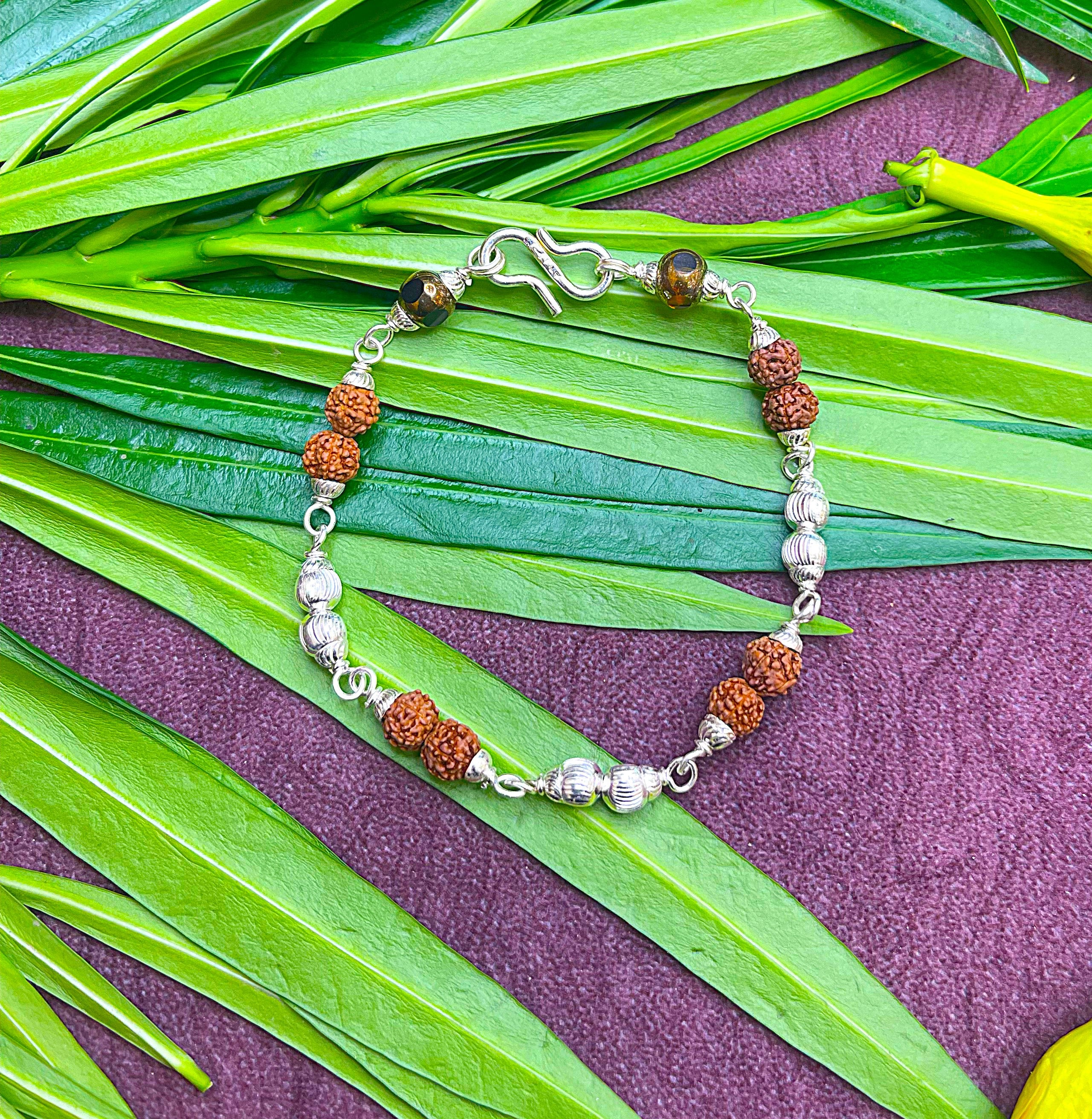 Rudraksha & Silver Beads Spiritual Bracelet