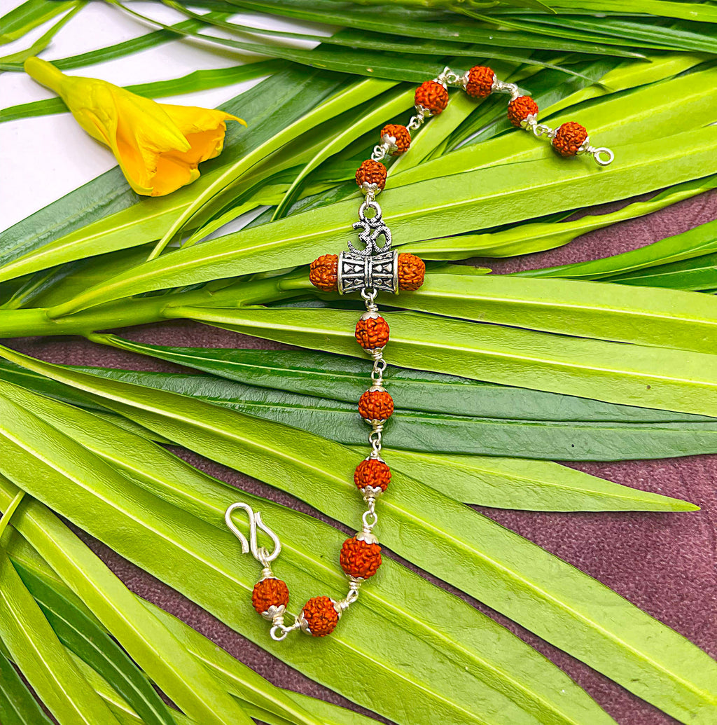 Rudraksha Bracelet with Om & Damru Charm