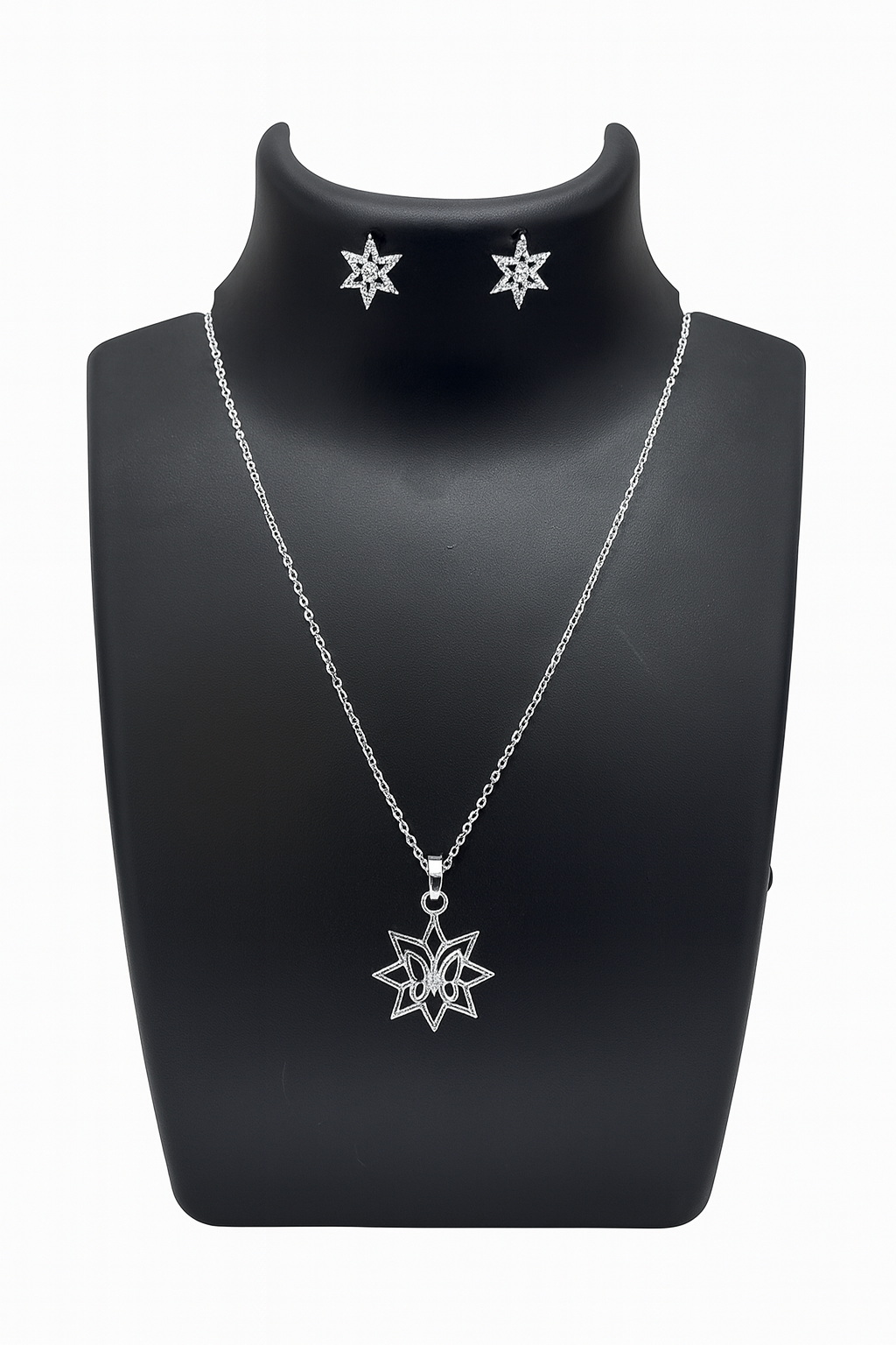 ✨ 925 Sterling Silver Star Pendant & Earrings Set