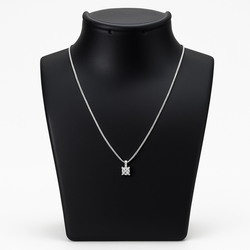 925 Sterling Silver Classic Solitaire Pendant Necklace