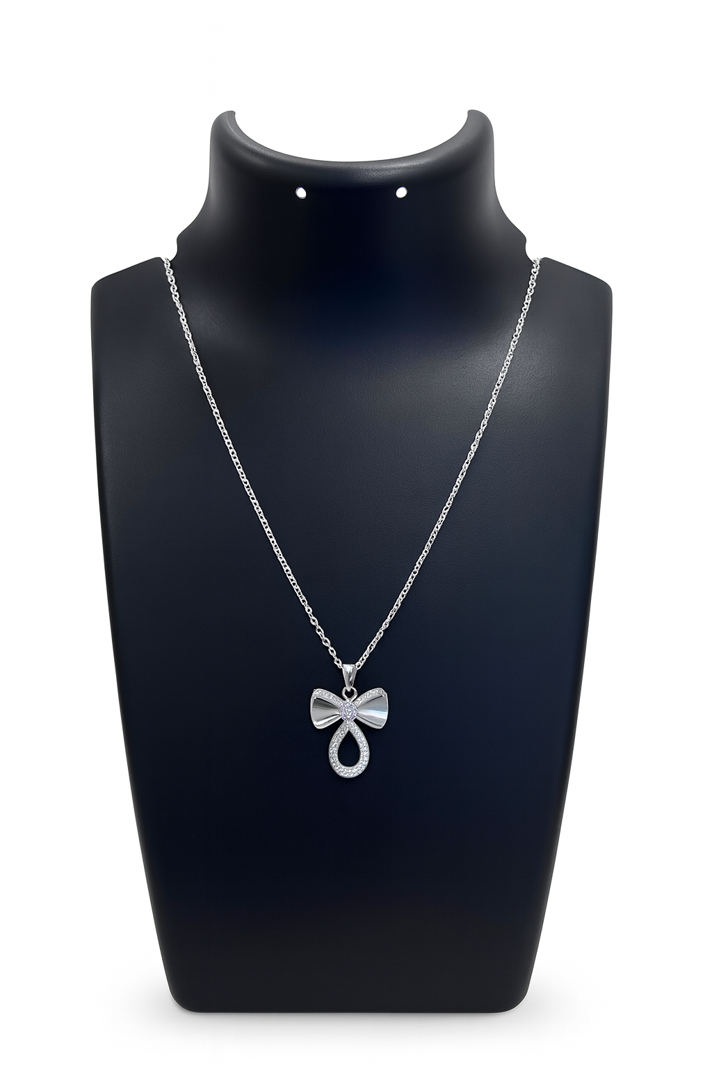 925 Sterling Silver Bow Pendant Necklace for Women
