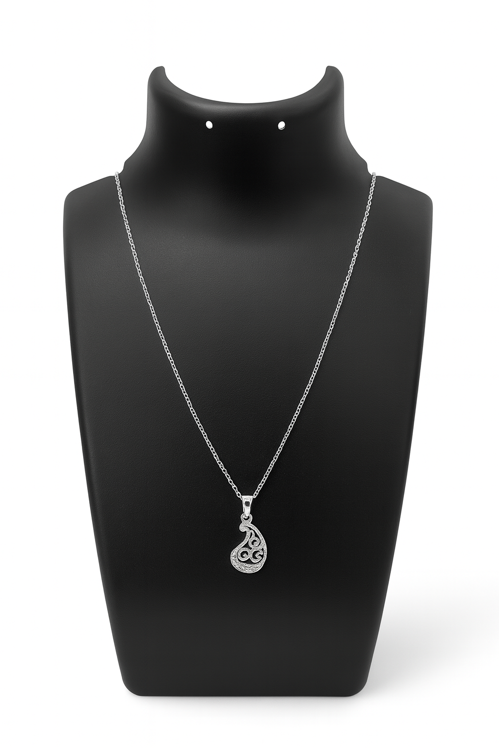 925 Sterling Silver Teardrop Filigree Pendant Necklace for Women