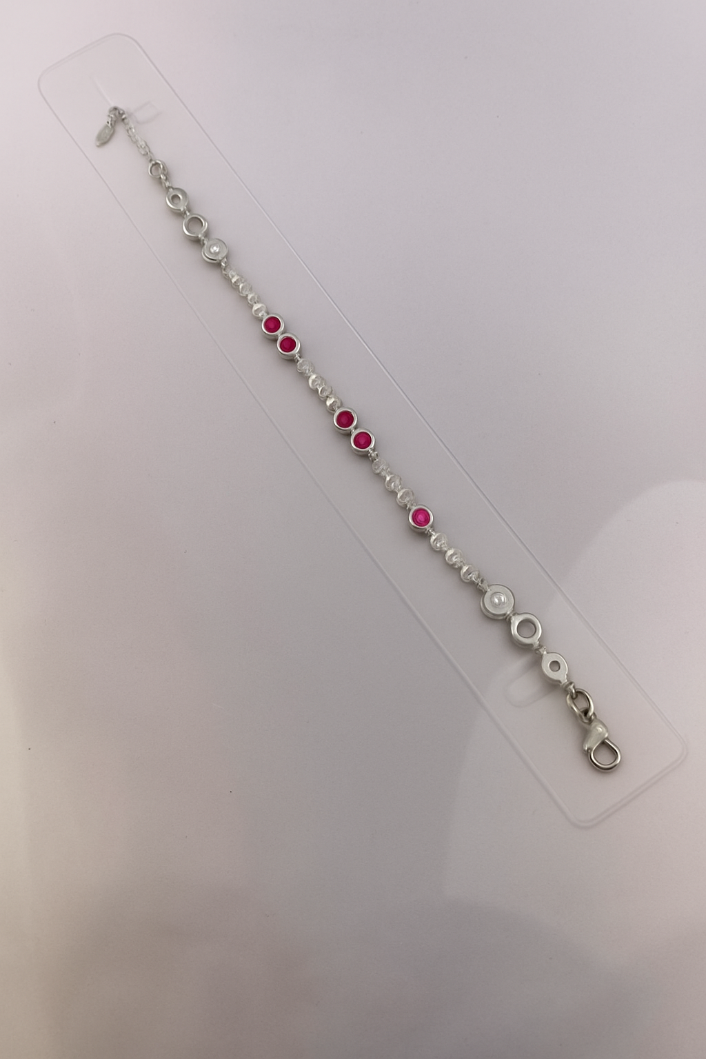925 Sterling Silver Women’s Bracelet with Pink & White Stones