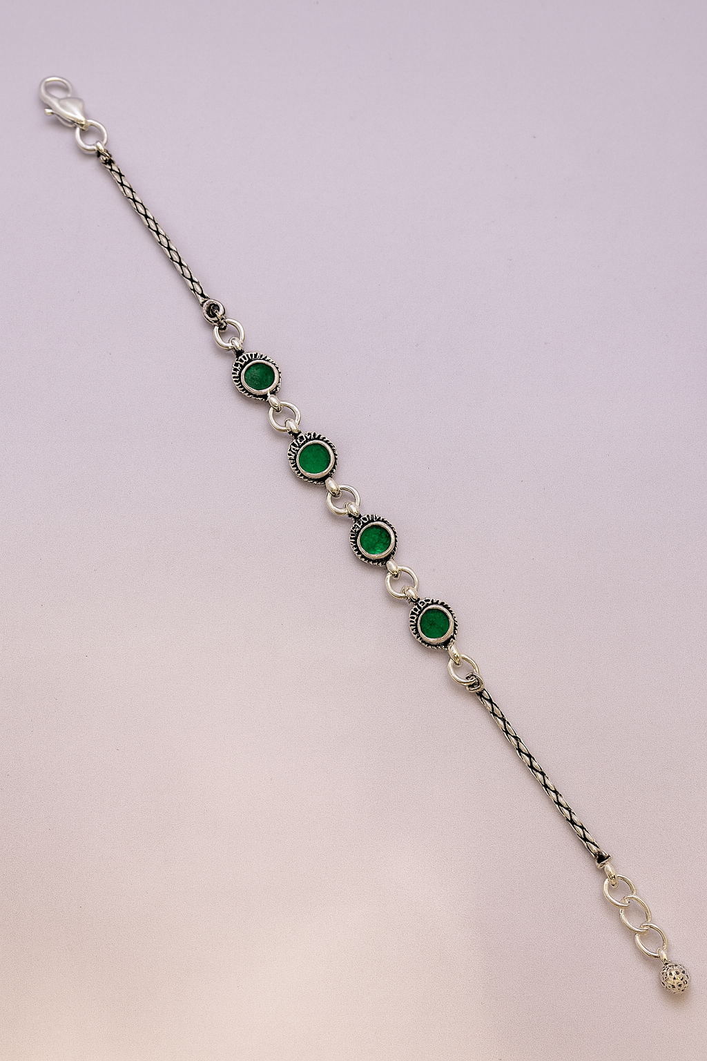 925 Sterling Silver Women’s Bracelet with Green Stones
