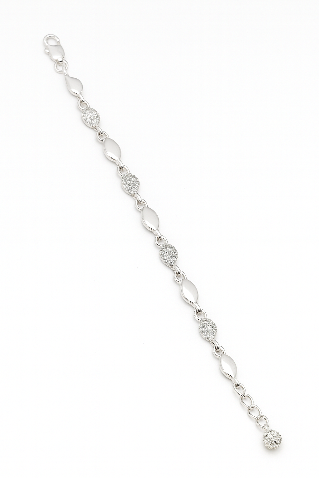 925 Sterling Silver Dual-Tone Teardrop Link Bracelet