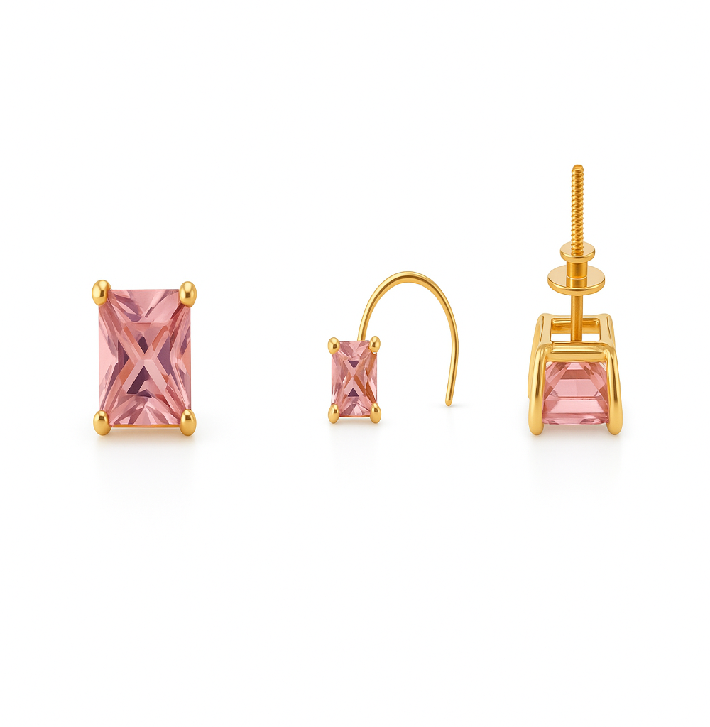 Gold Pink Stone Tops & Nosepin Combo