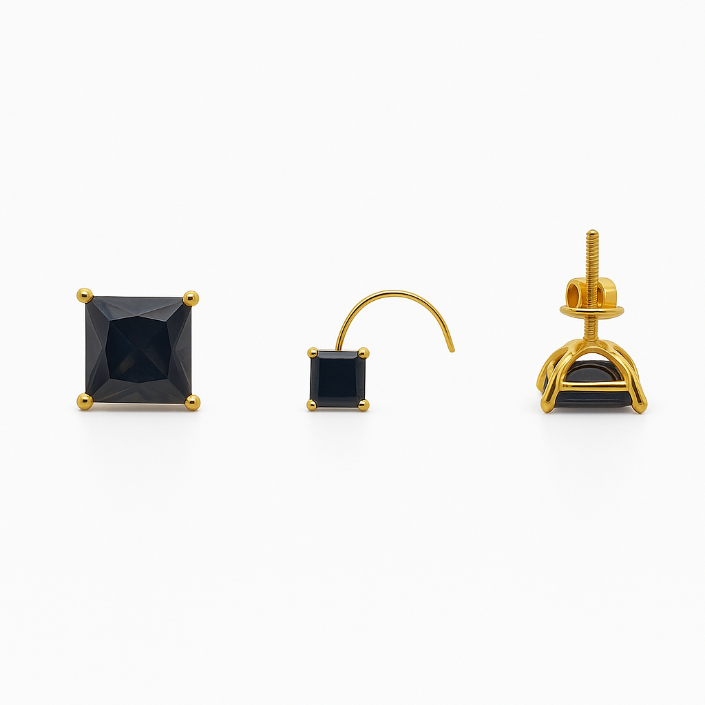 Gold Black Stone Tops & Nosepin Combo