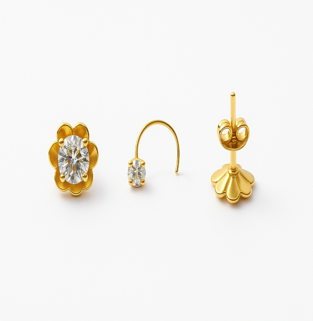 Gold Floral Tops & Nosepin Combo with Sparkling Stone