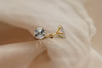 Hexagon-Cut Solitaire Gold Stud Earrings