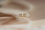 Square-Cut Solitaire Gold Stud Earrings
