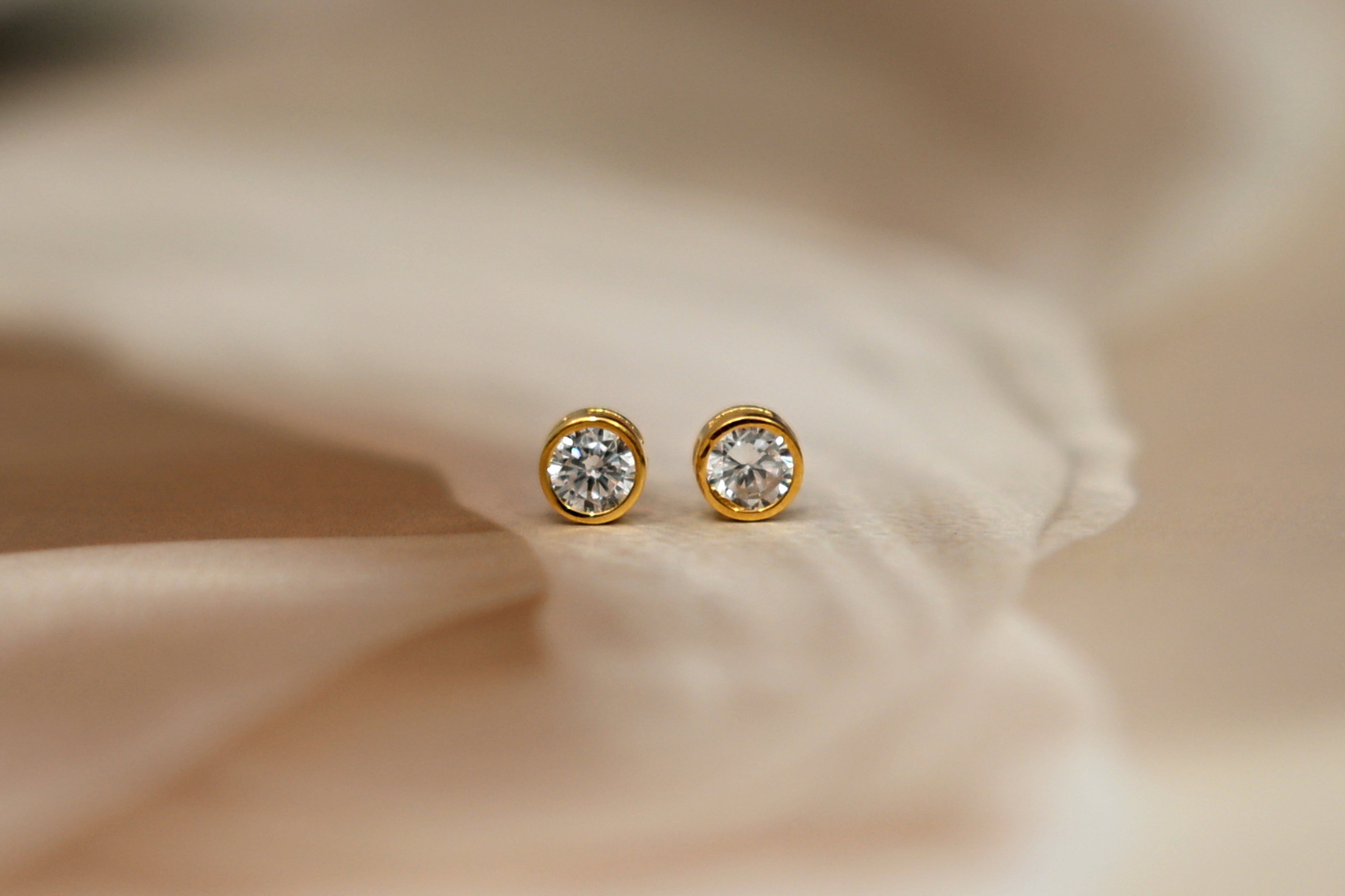Round-Cut Solitaire Gold Stud Earrings