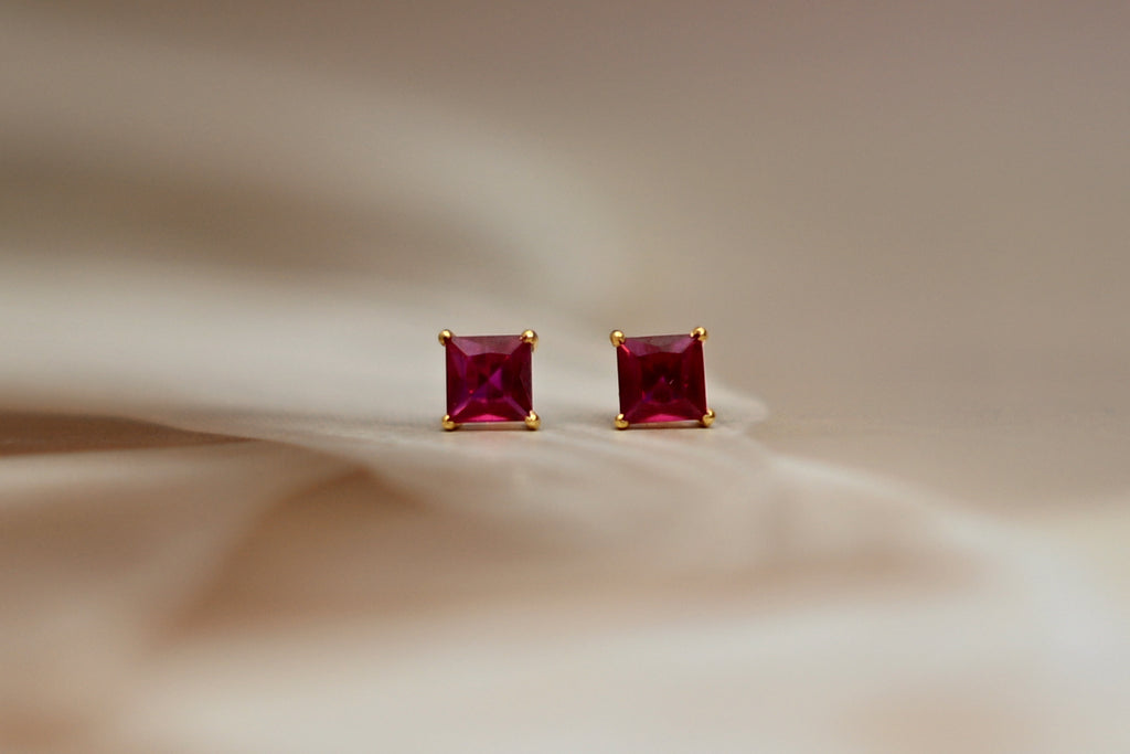 Square-Cut Crystal Stud Earrings