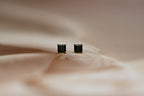 Black Onyx Square Gold Stud Earrings