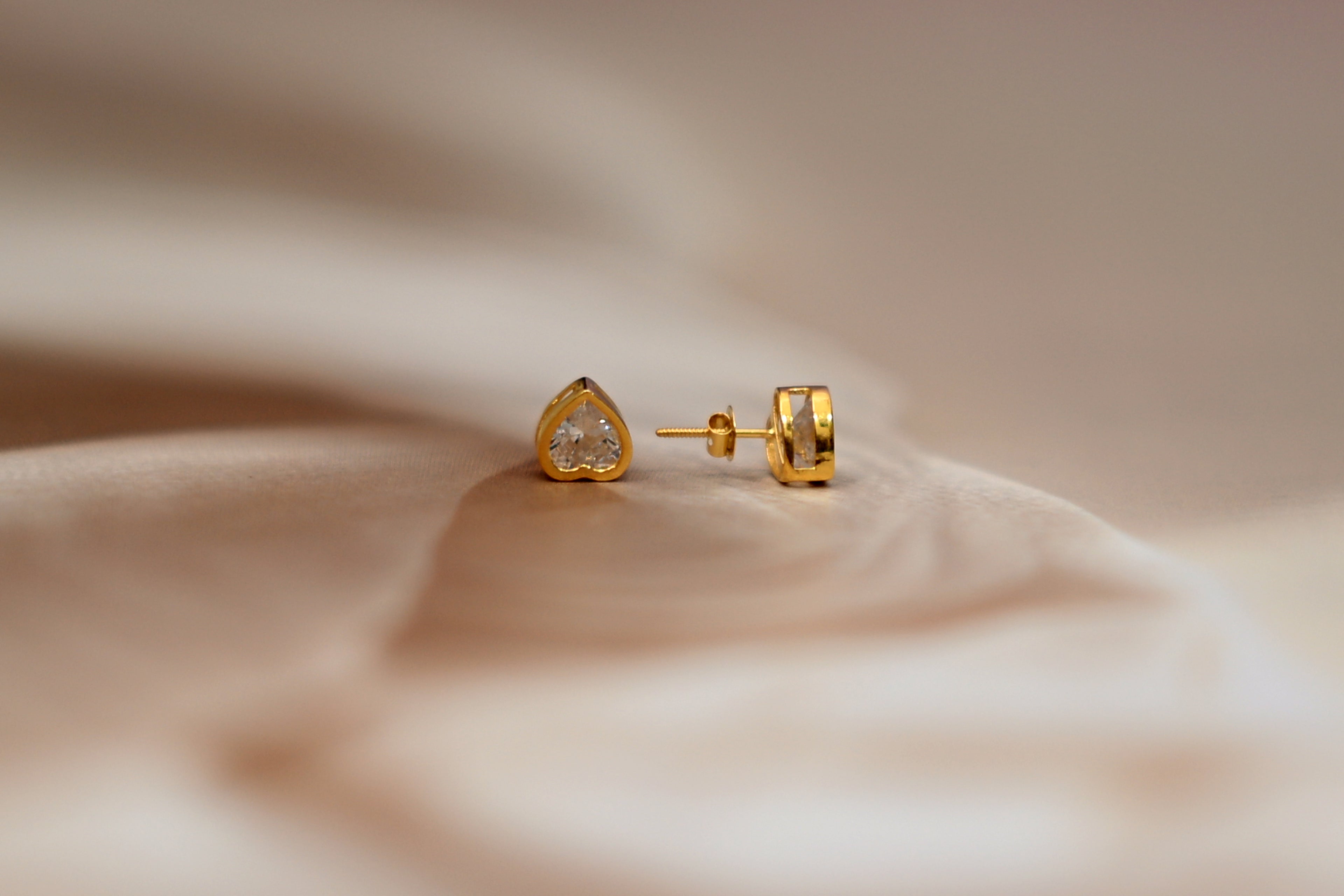 Heart-Cut Diamond Stud Earrings