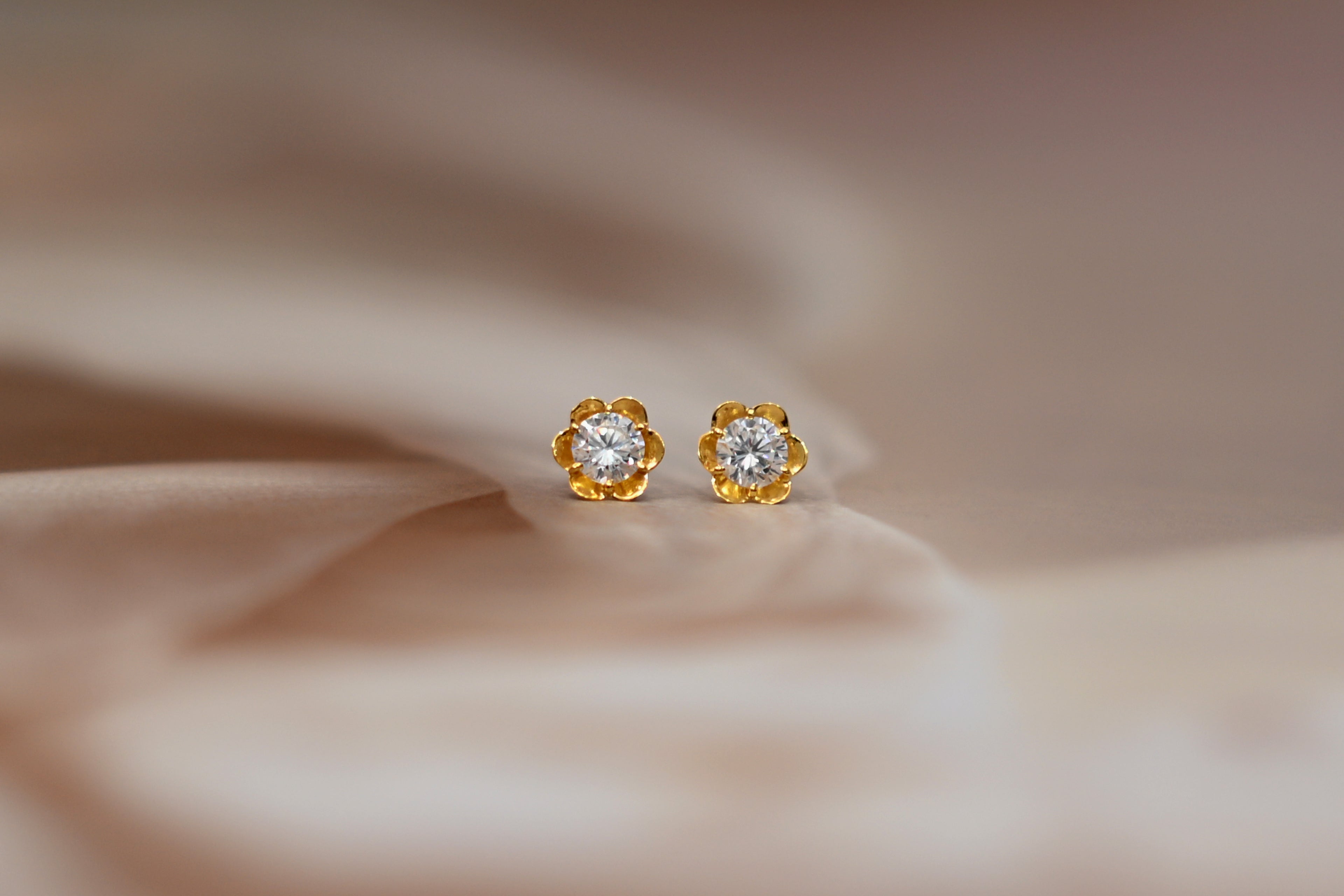 Floral Diamond Stud Earrings