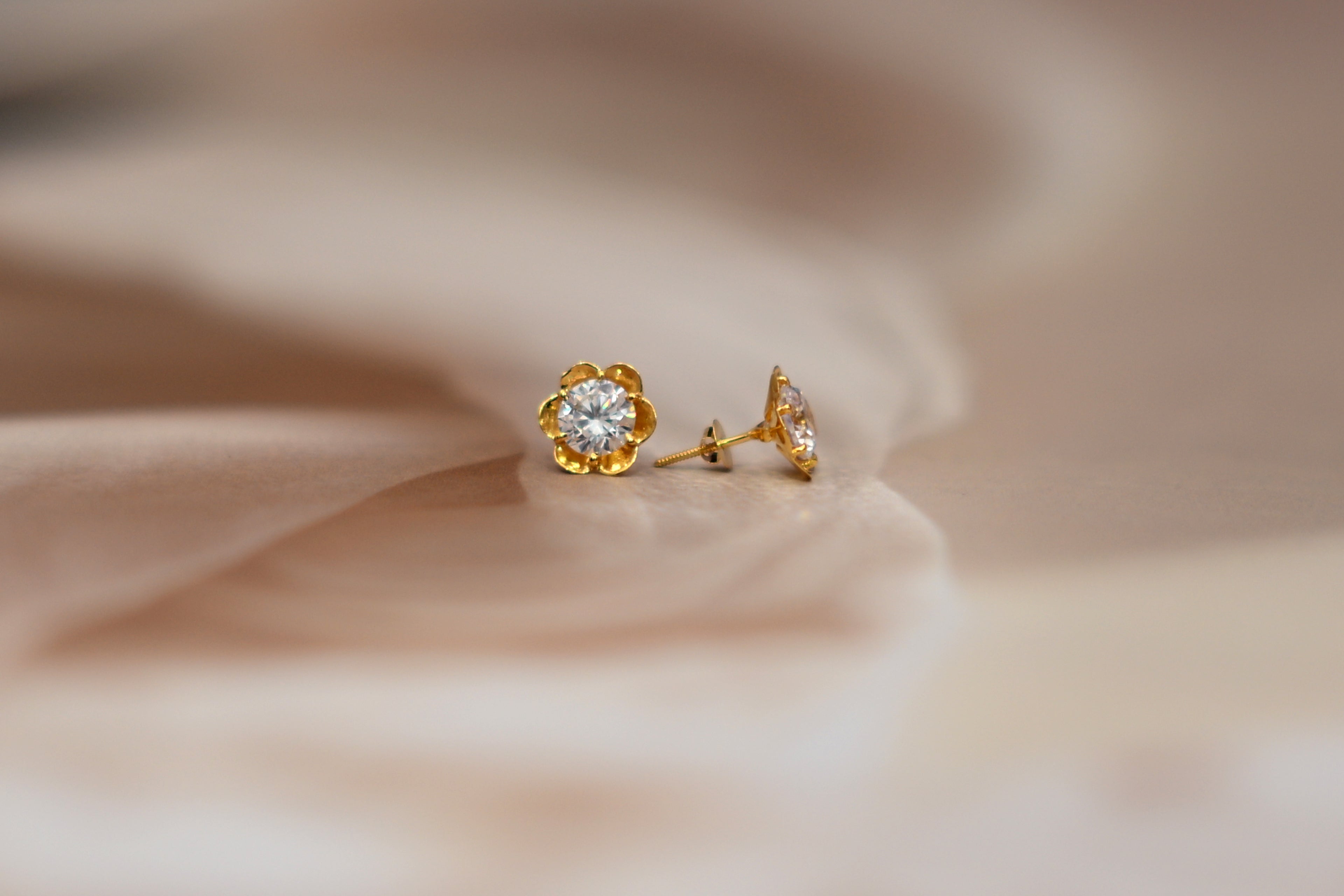 Floral Diamond Stud Earrings