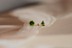 Emerald Green Stone Stud Earrings