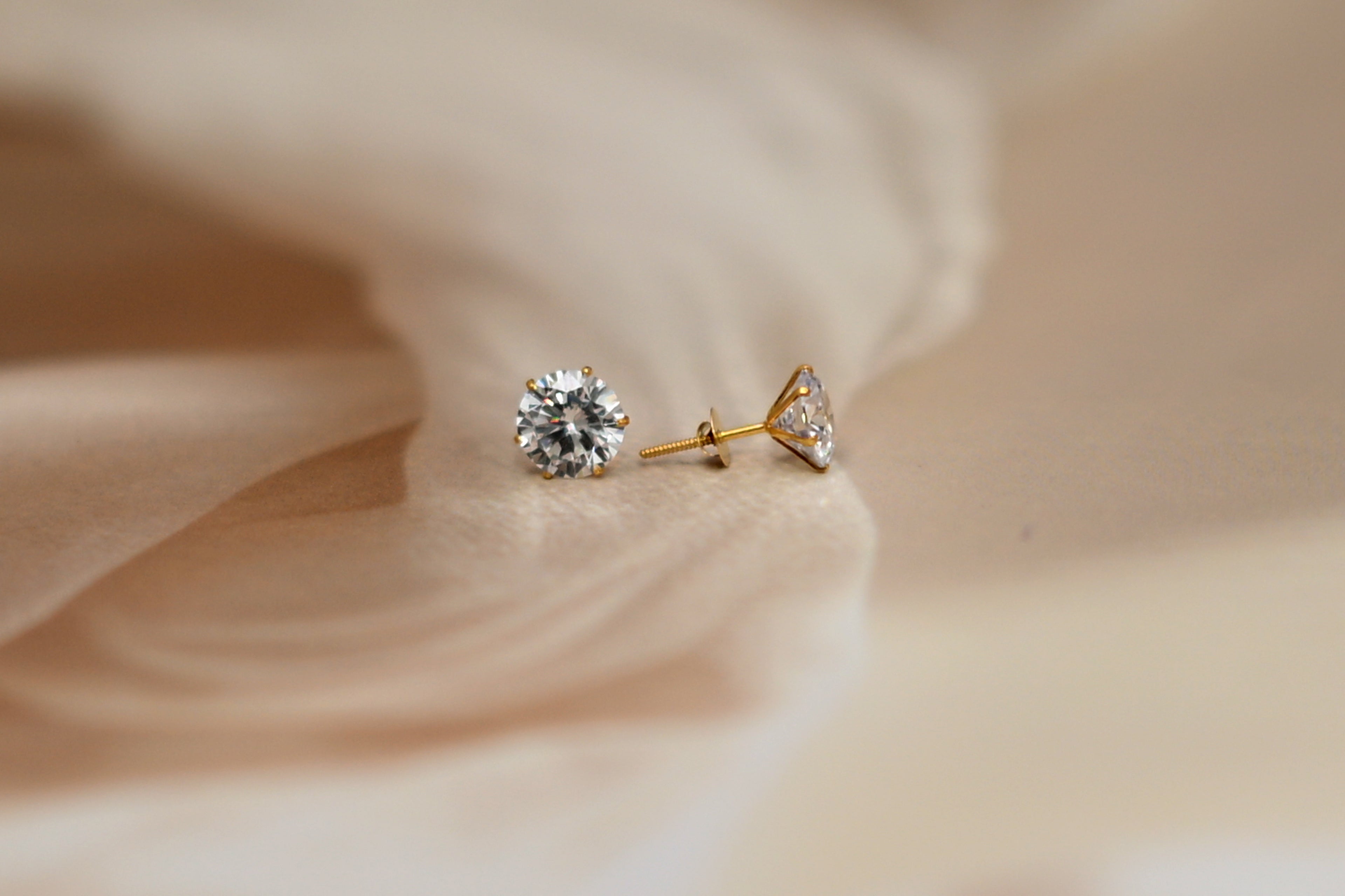 Solitaire Diamond Stud Earrings
