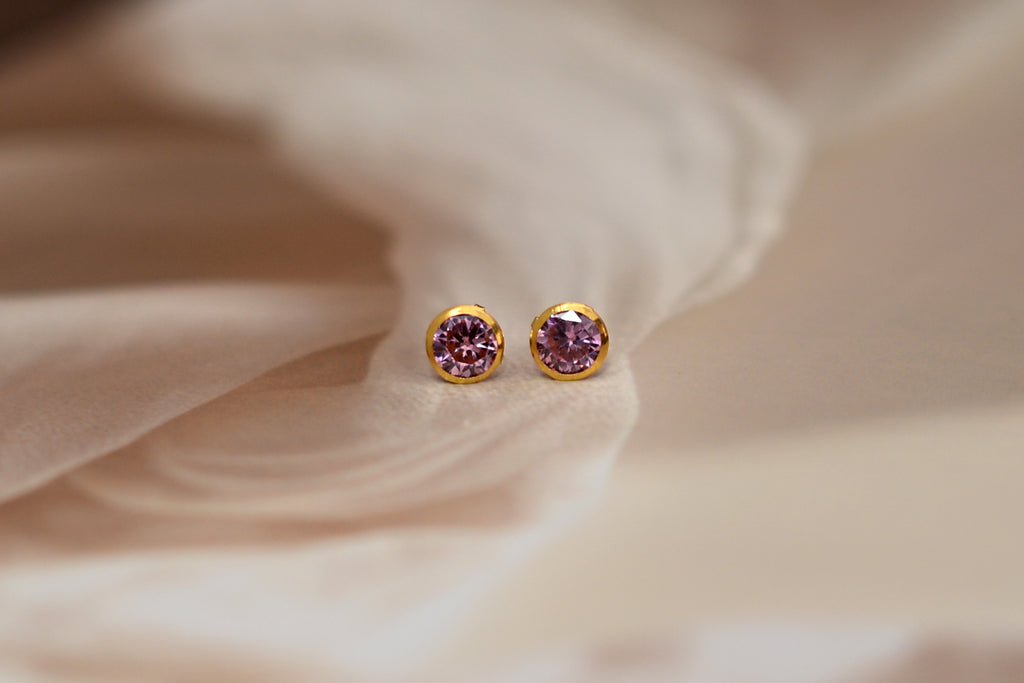 Pink Zircon Stud Earrings