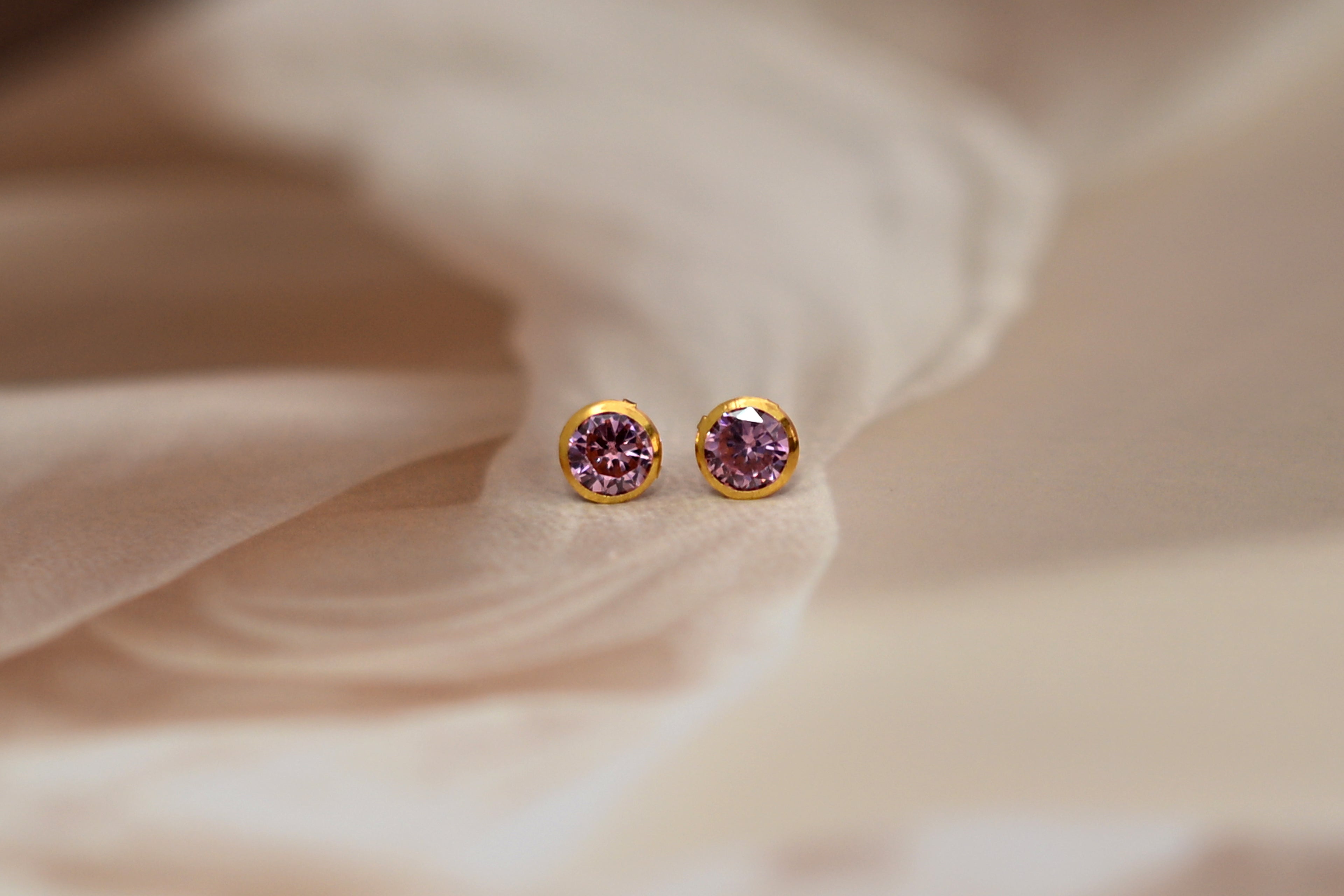 Pink Zircon Stud Earrings