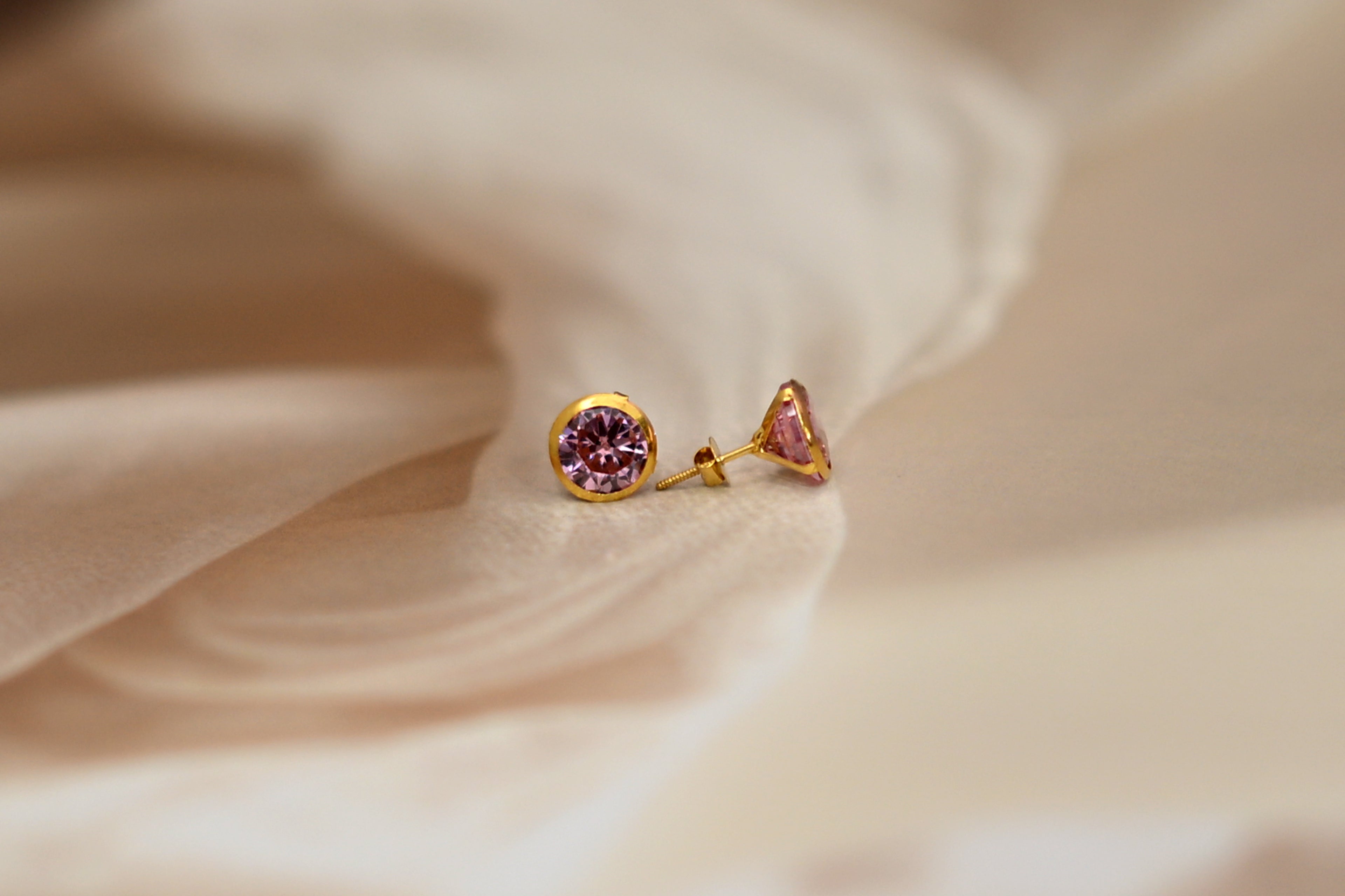 Pink Zircon Stud Earrings