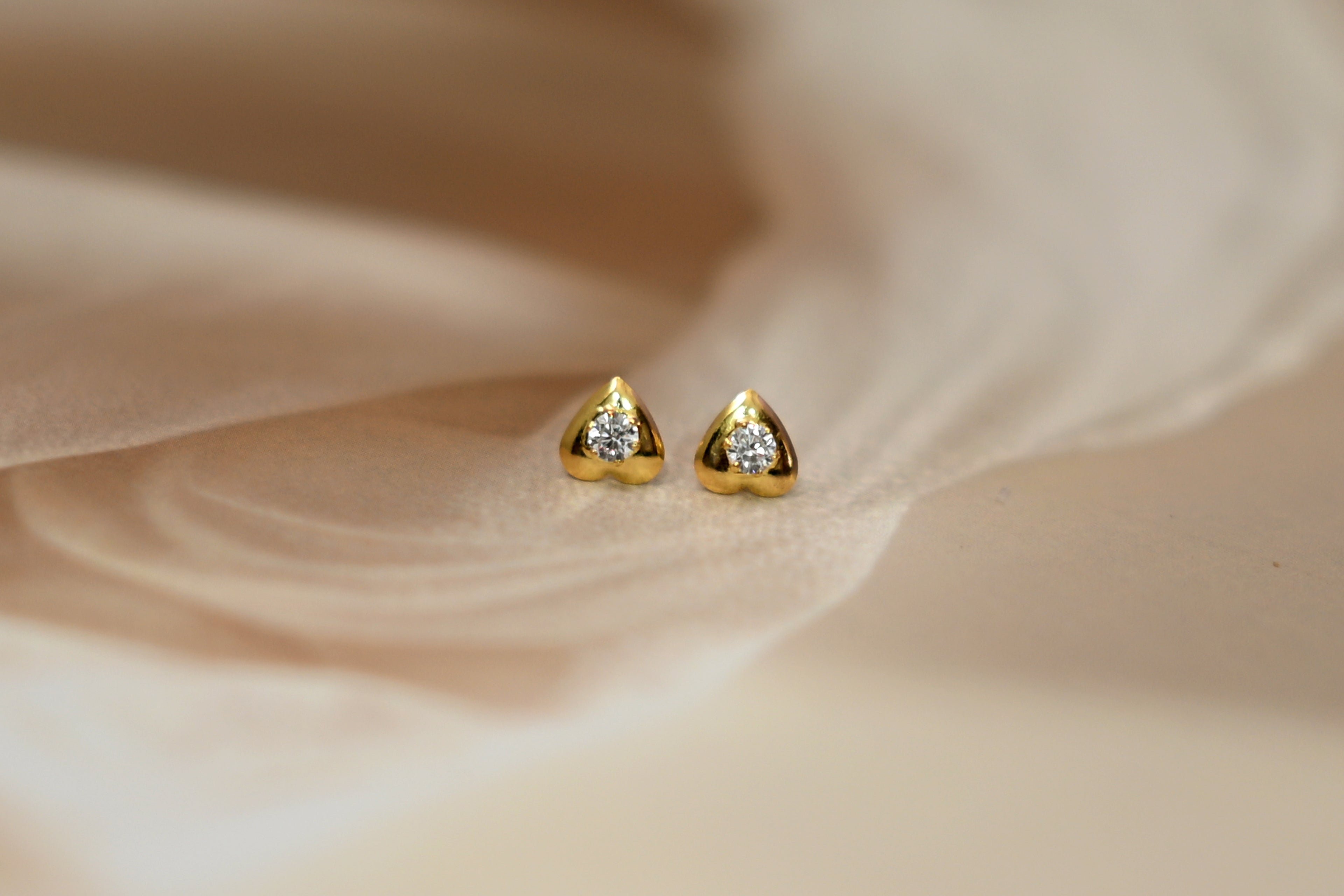 Heart Diamond Stud Earrings