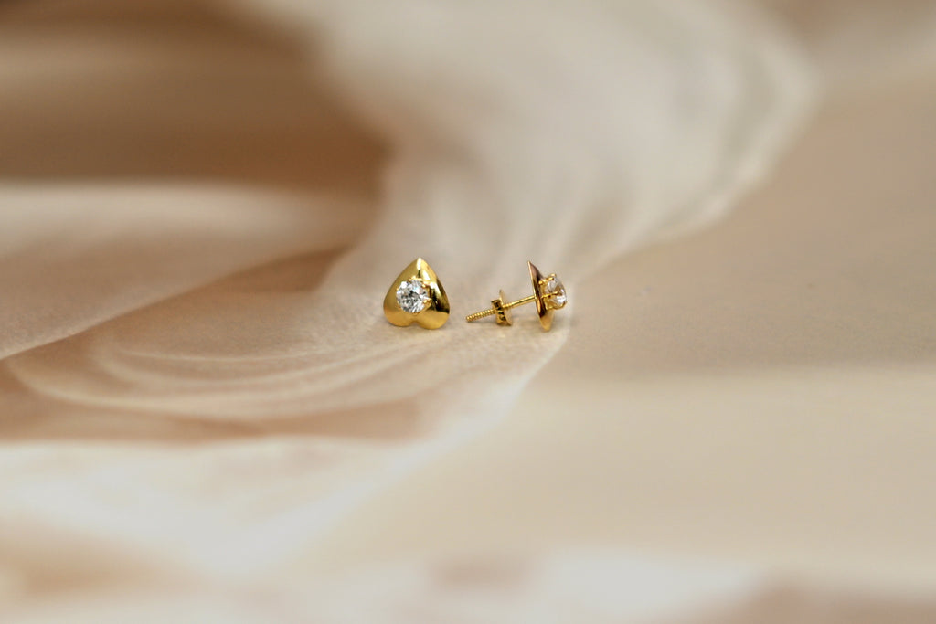 Heart Diamond Stud Earrings