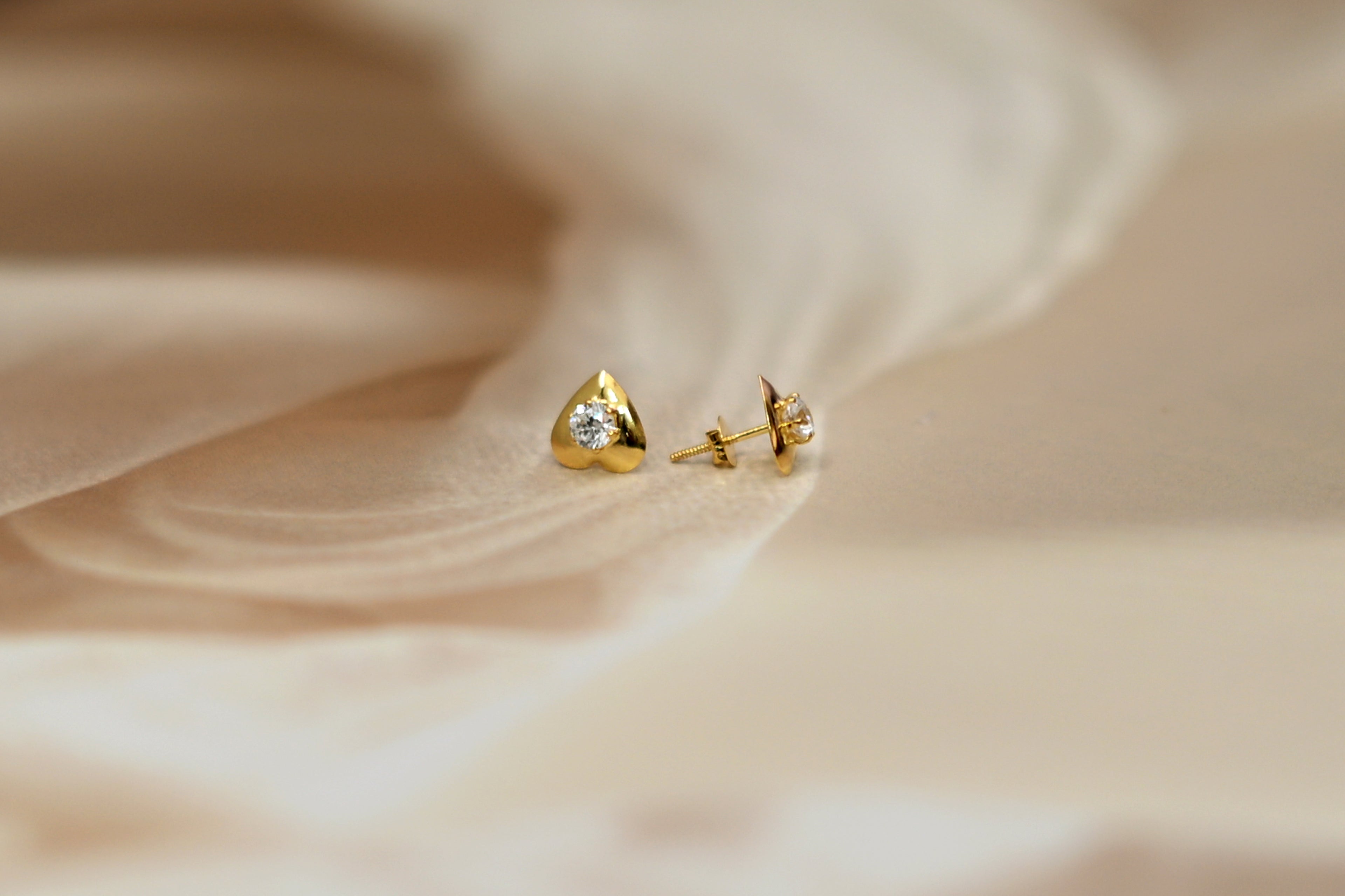 Heart Diamond Stud Earrings
