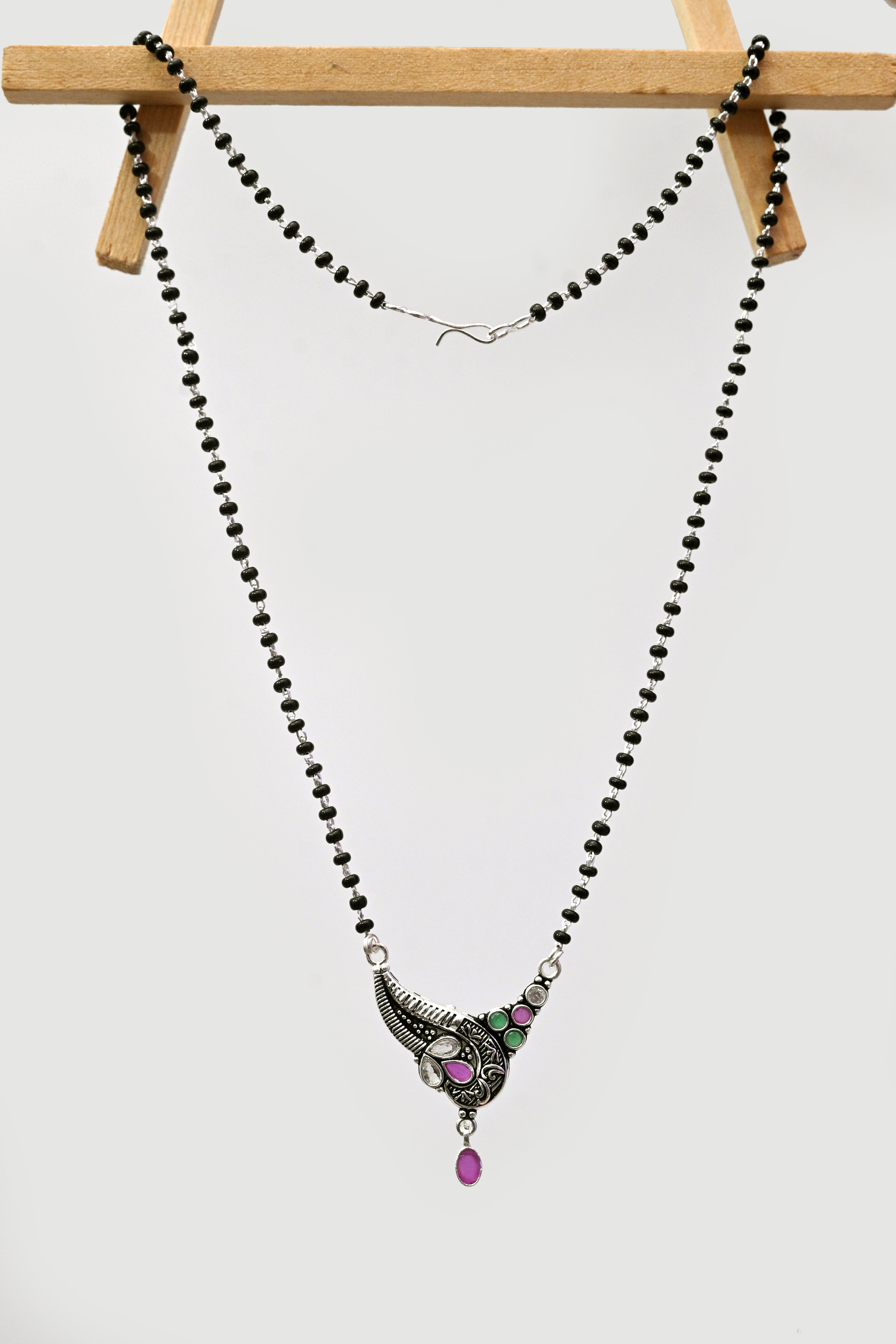 925 Silver Antique Mangalsutra with Multi-Stone Pendant