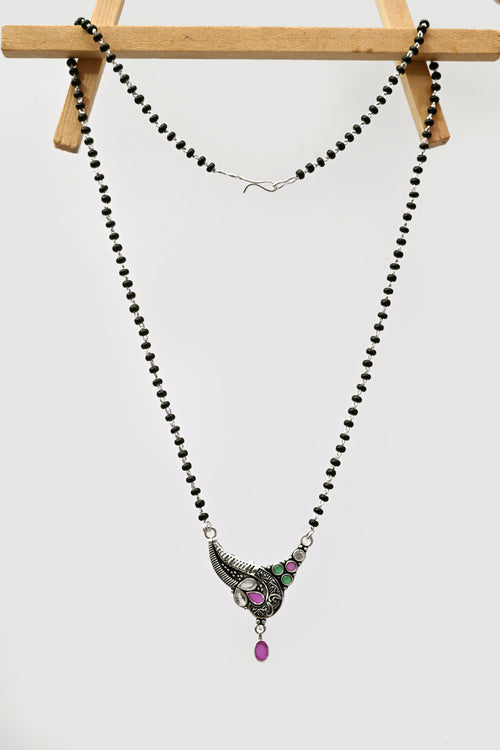 925 Silver Antique Mangalsutra with Multi-Stone Pendant