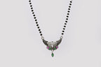 925 Silver Mangalsutra with Heart Motif Pendant & Green Drop Stone