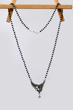 925 Silver Mangalsutra with Leaf Design Pendant & Multicolor Stones