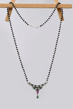 925 Silver Mangalsutra with Black Beads & Elegant Stone Pendant
