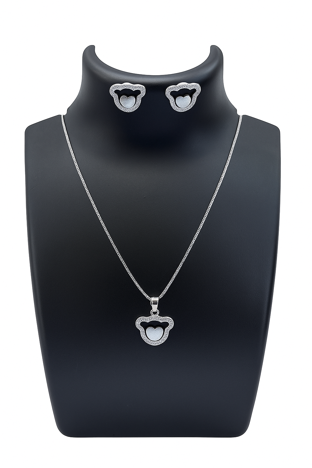 ✨ 925 Sterling Silver Heart Pendant Necklace & Earrings Set